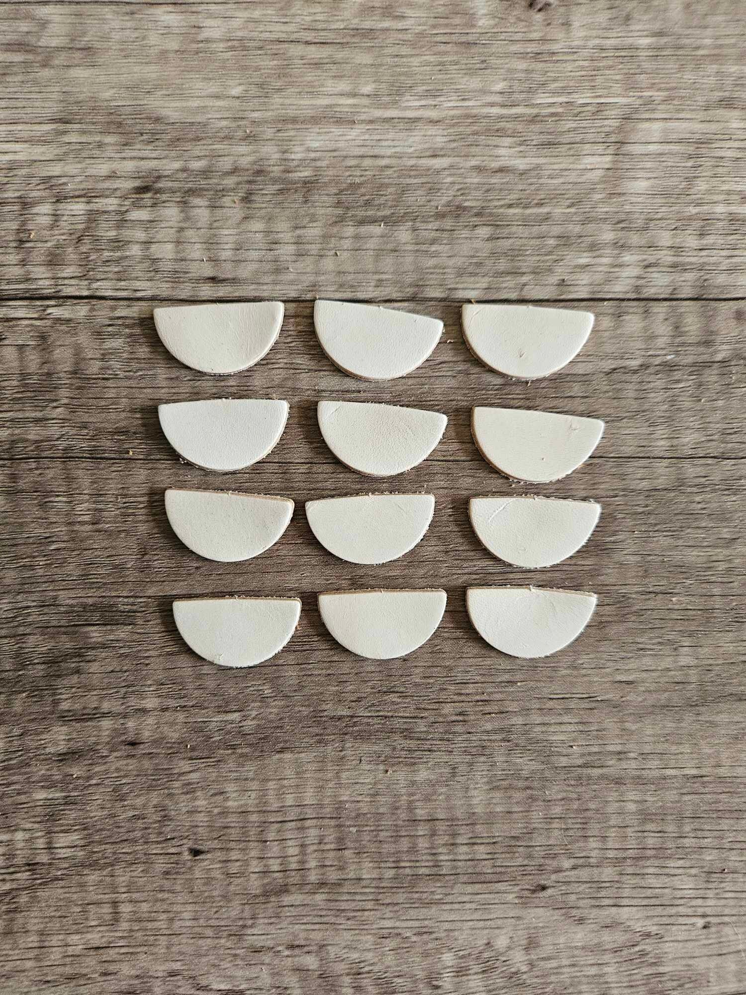 Leather Earring Blanks Half Circle DIY - 12 pieces / 6 pairs Veg Tan