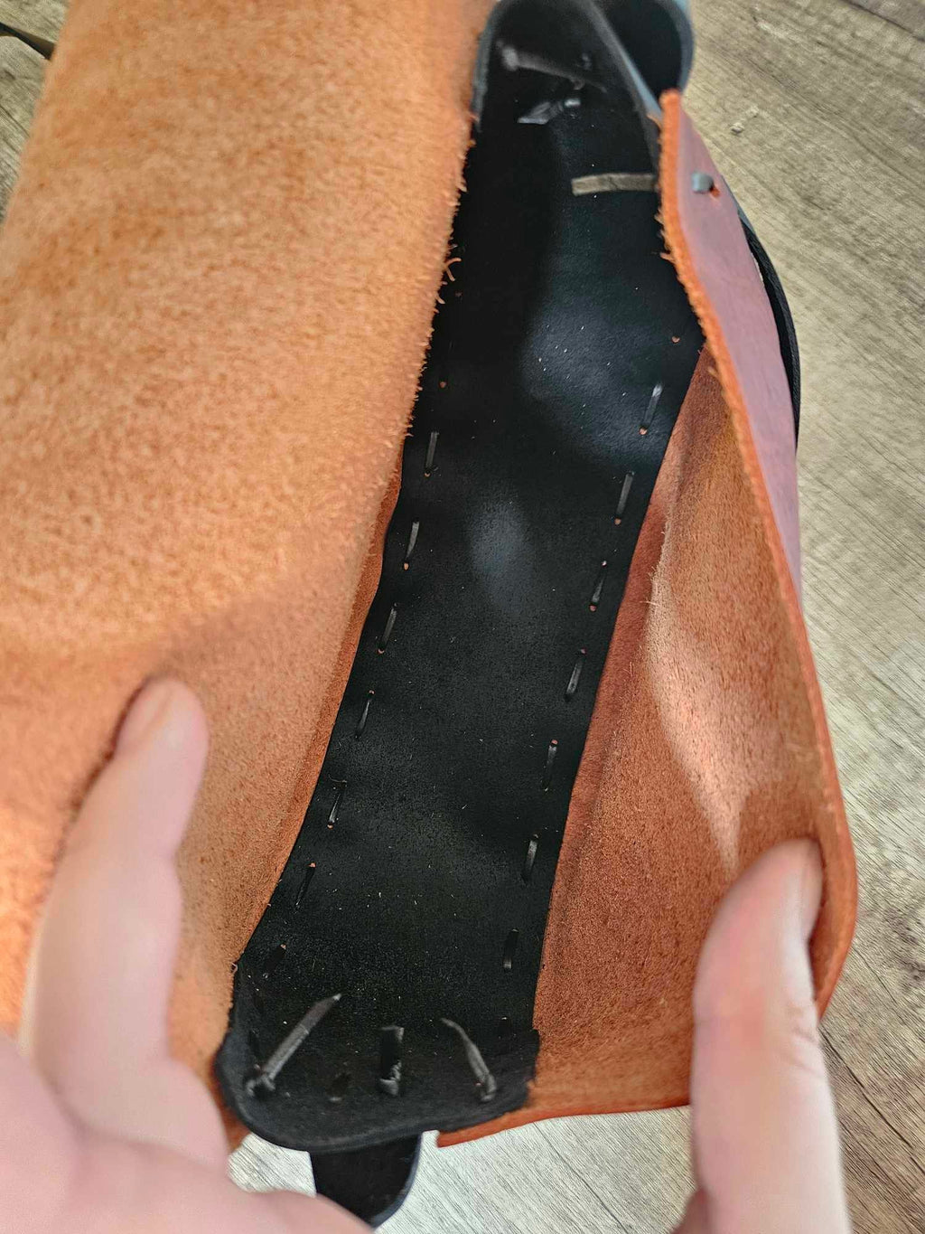 Leather Peasant Purse - Large - Tangerine and Black