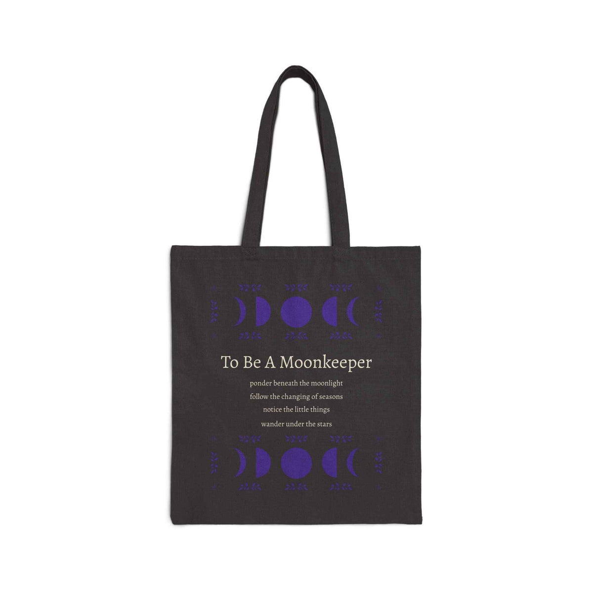 Moon Phase Cotton Tote — "To Be A Moonkeeper" Lunar Canvas Bag