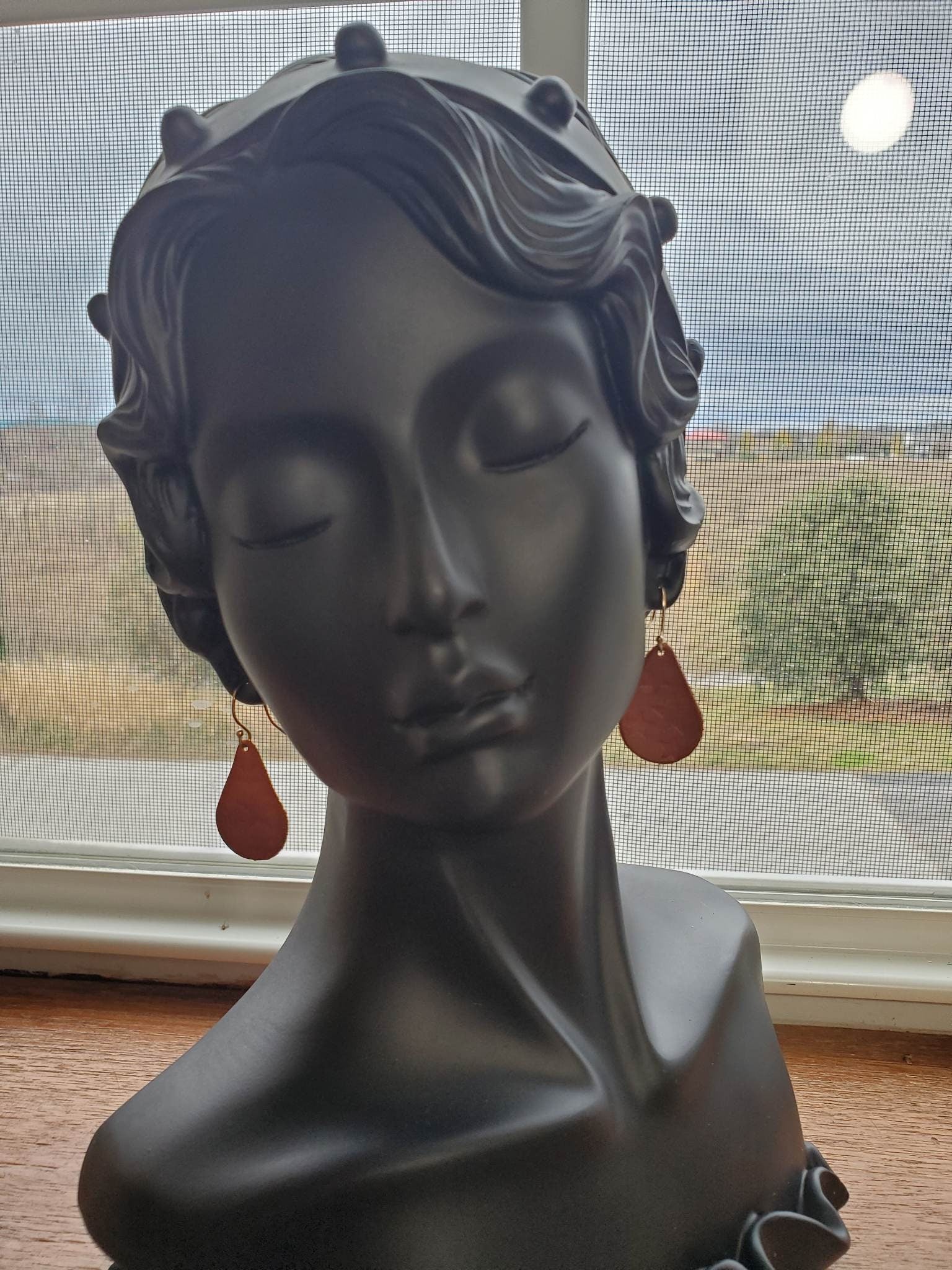 Star Leather Teardrop Earrings