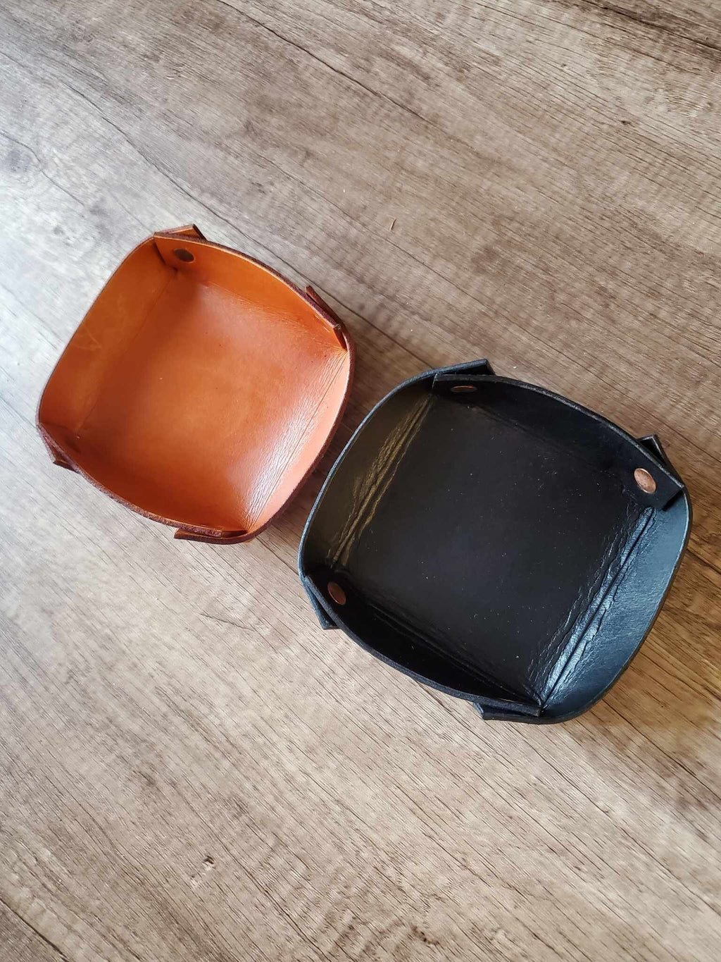 Leather Catch All Tray - Black or Tan & Plain or Celtic Trinity Knot