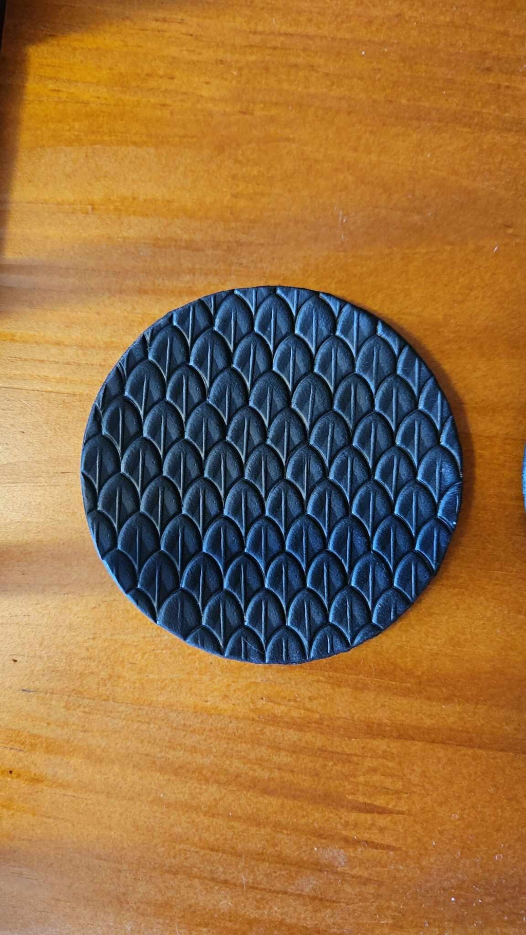 Dragon Scale Leather Coaster Set - Black 4 pk