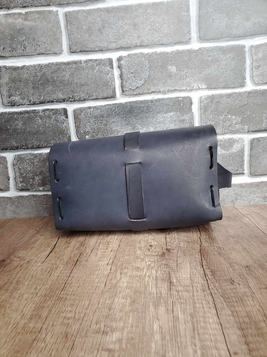 Leather Dopp Bag - Handmade Black Toiletry Travel Bag