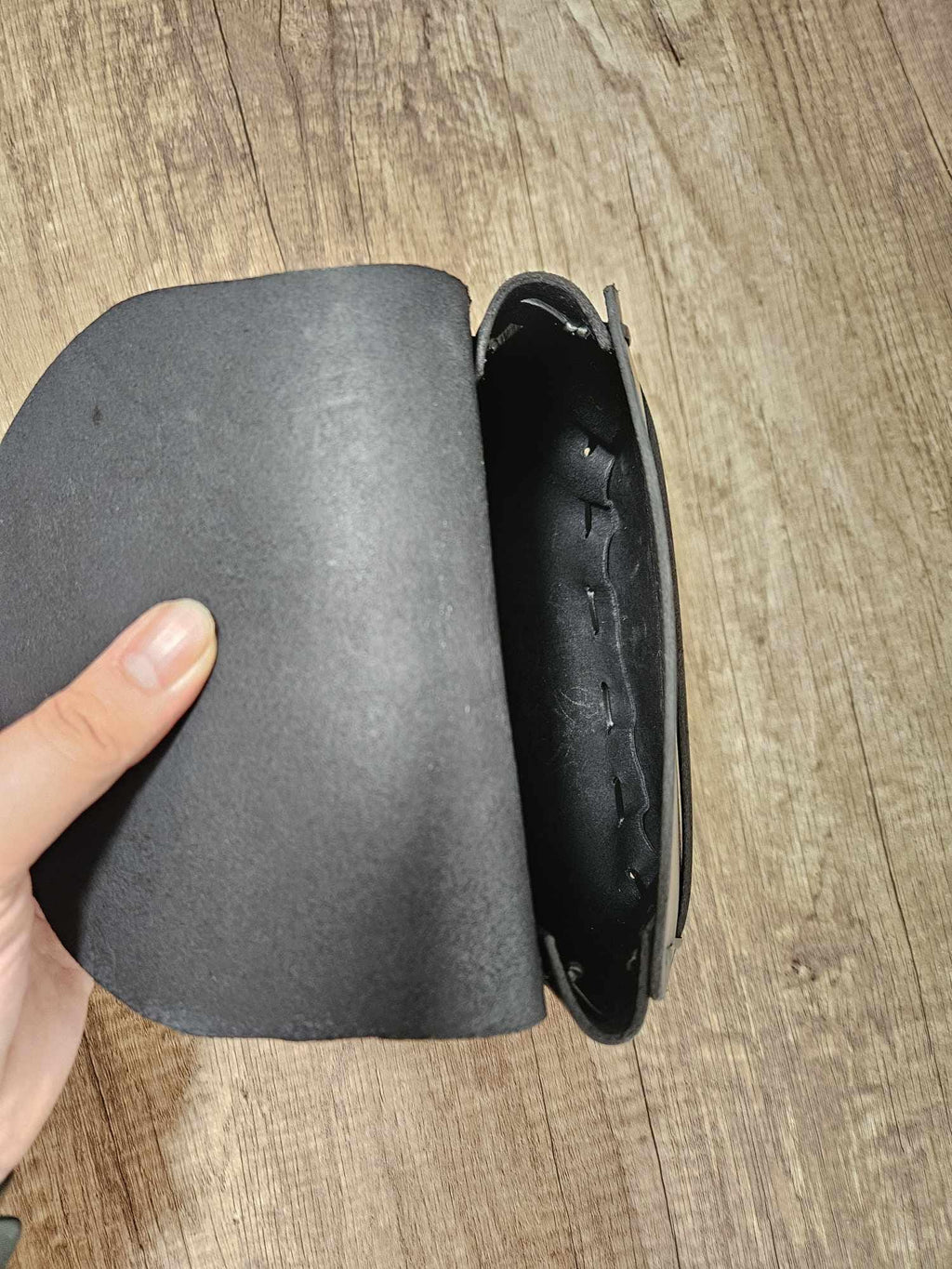 Belt Hip Bag Leather Peasant Purse - Black