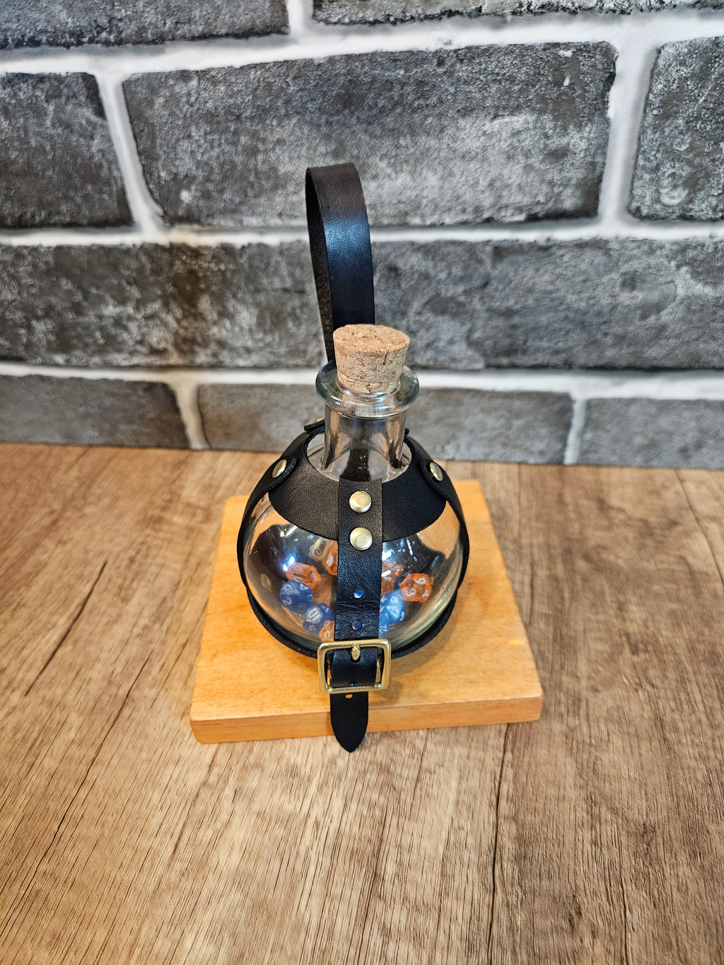 Handmade Leather Potion Bottle Belt Holster – Mini Dice Holder