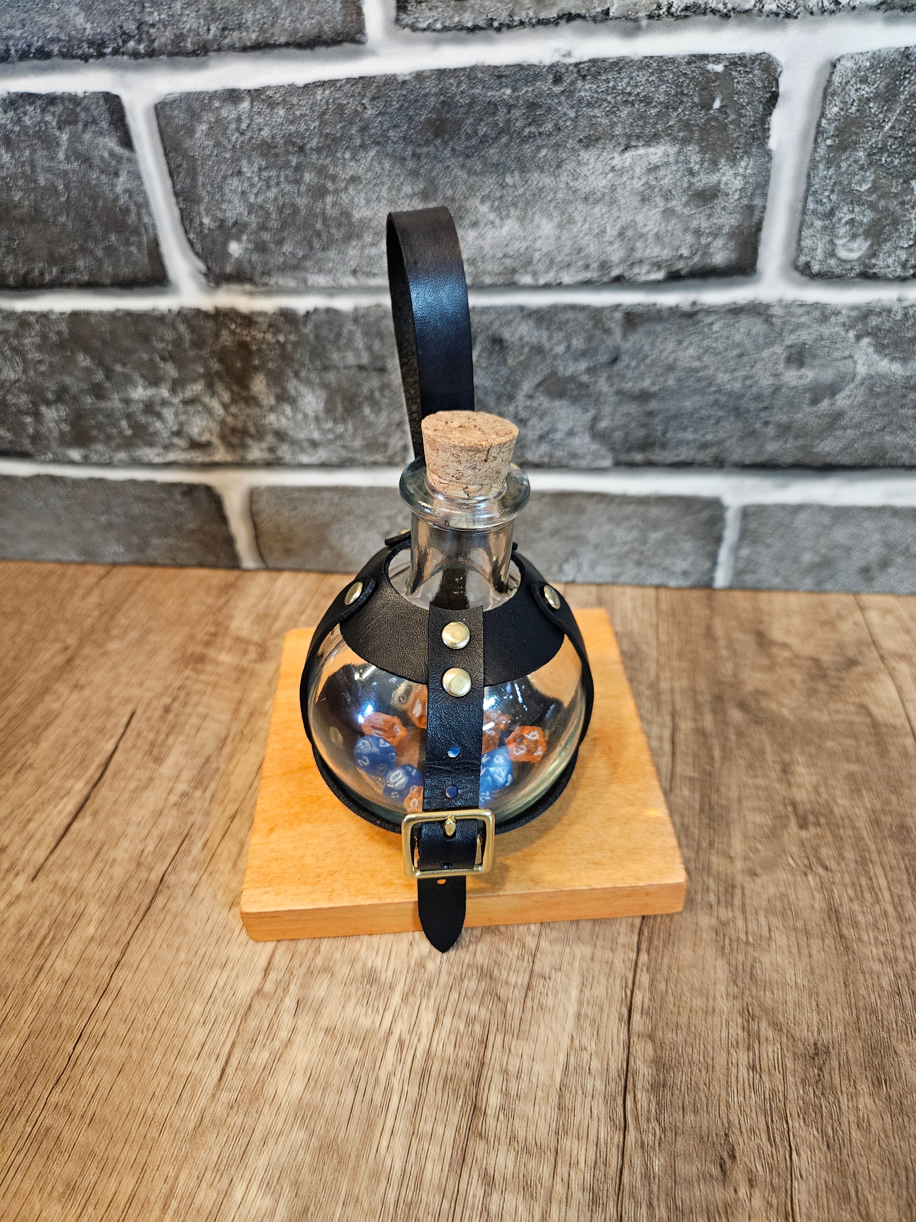 Handmade Leather Potion Bottle Belt Holster – Mini Dice Holder