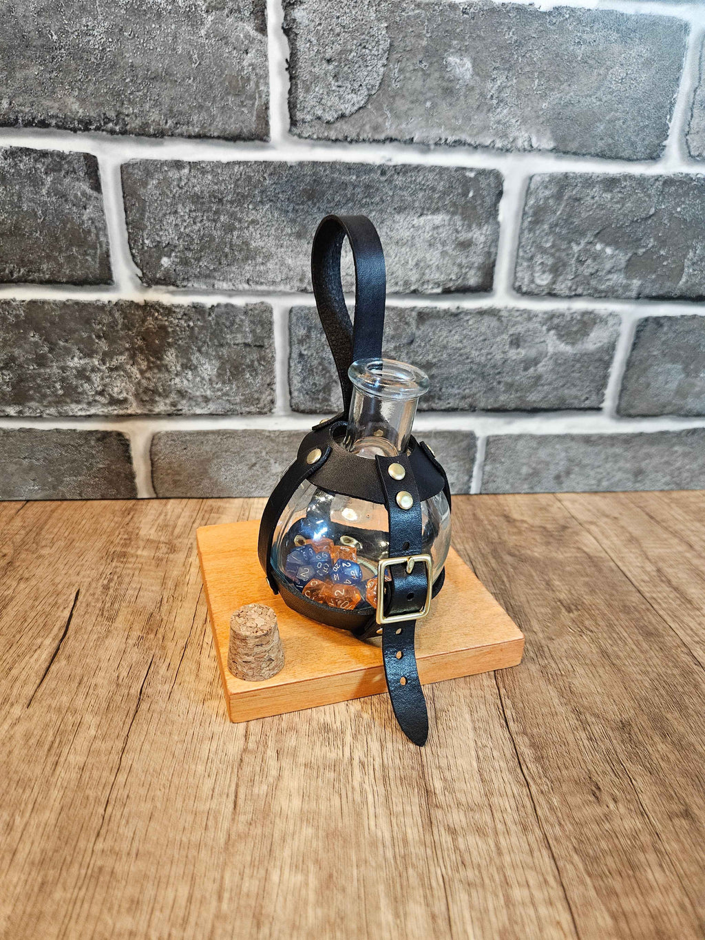 Handmade Leather Potion Bottle Belt Holster – Mini Dice Holder