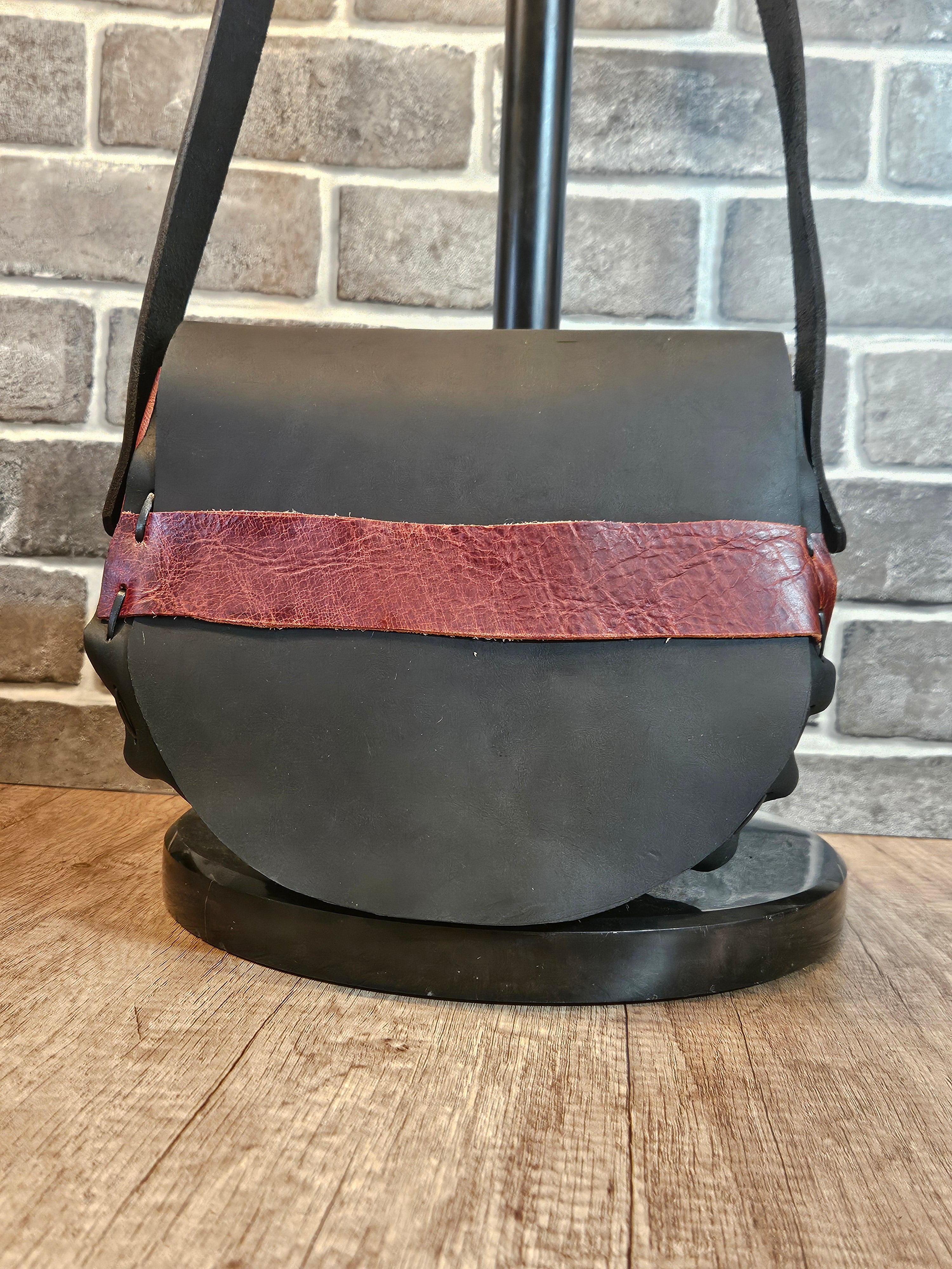 The Wildwood Crossbody - Black & Tangerine Leather