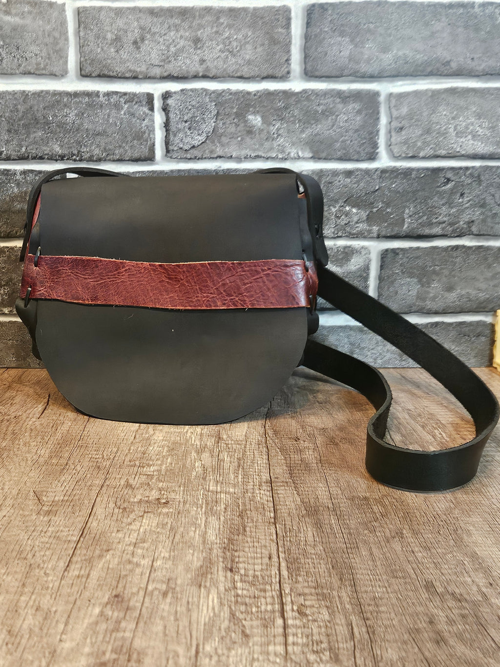 The Wildwood Crossbody - Black & Tangerine Leather