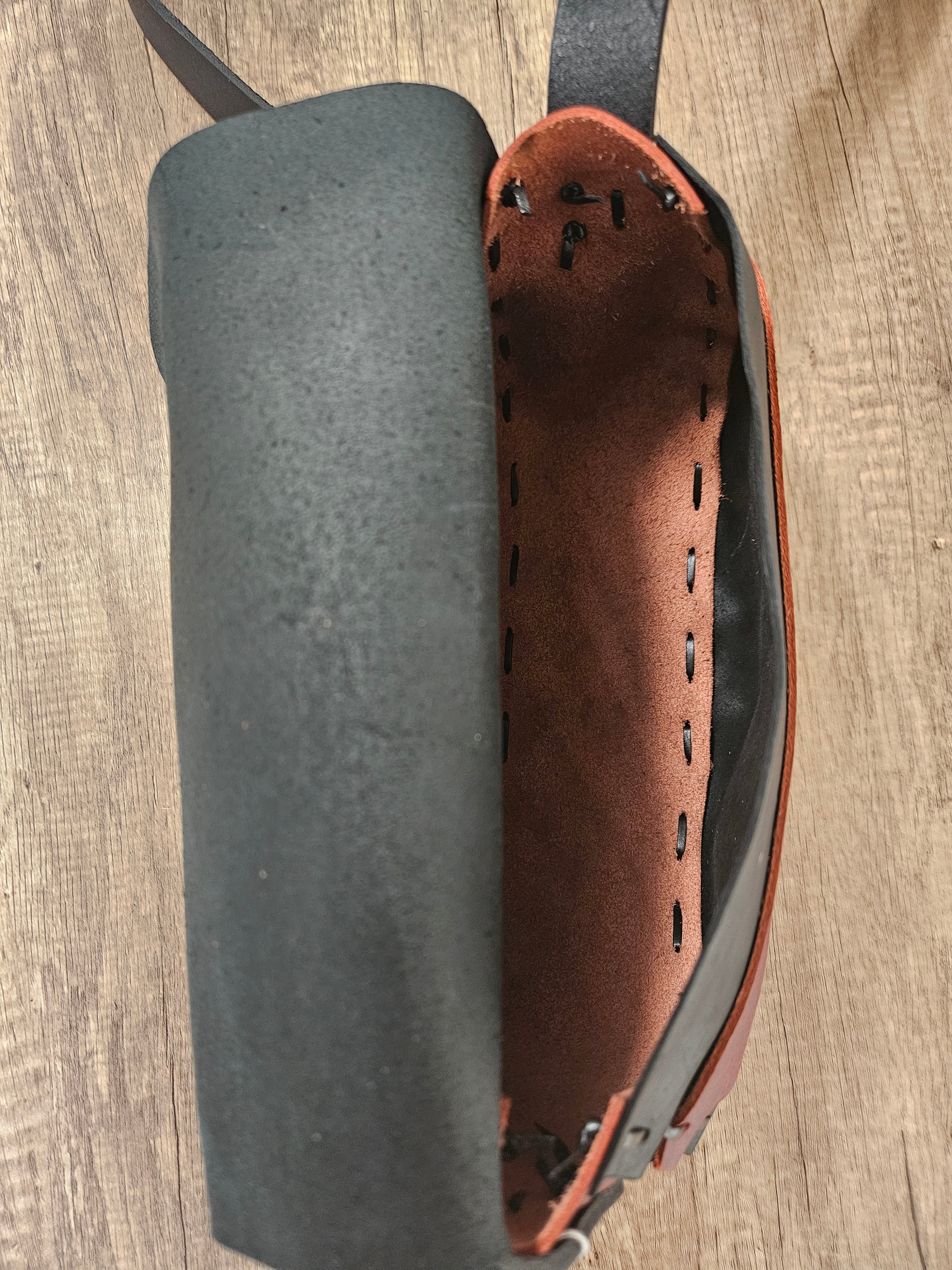 The Wildwood Crossbody - Black & Tangerine Leather