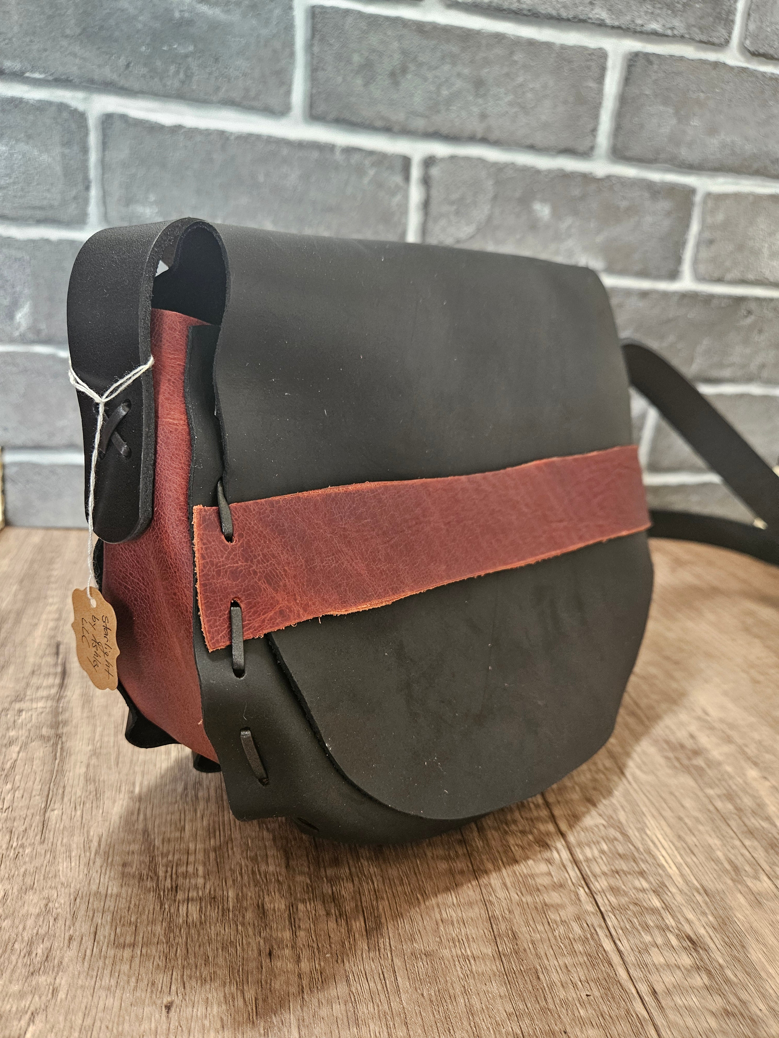 The Wildwood Crossbody - Black & Tangerine Leather