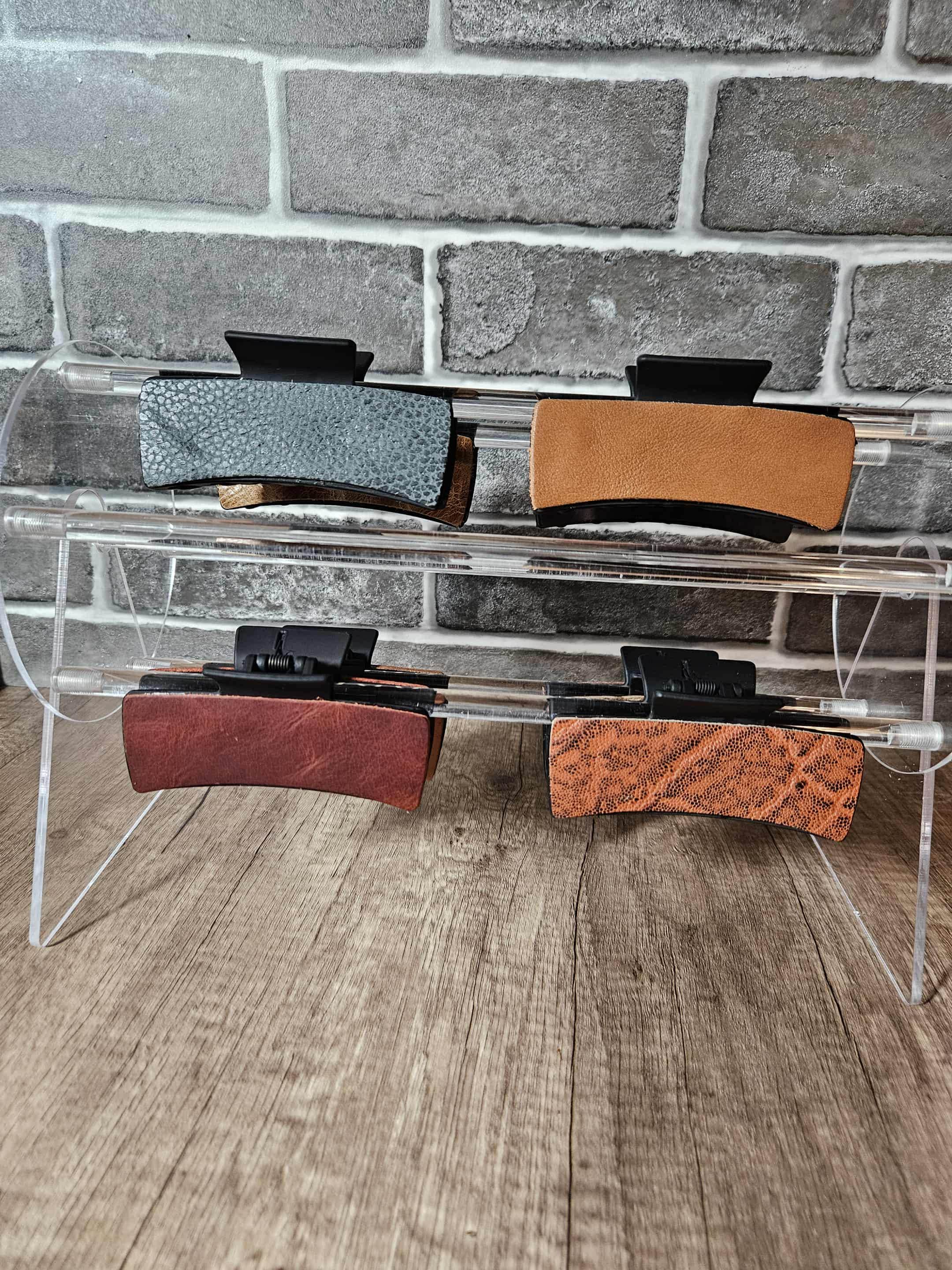 Leather Accented Hair Claw Clip - Large 4 in