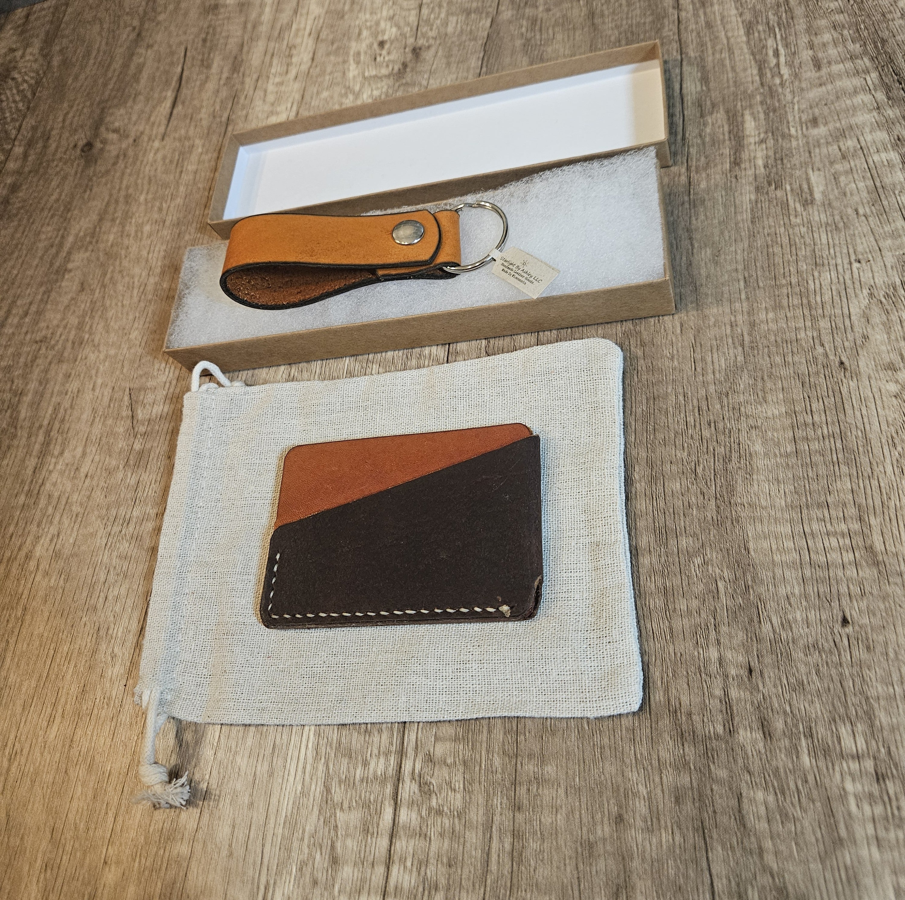 The Hearthside Pocket Trio Bison Leather Wallet & Keychain Gift Set