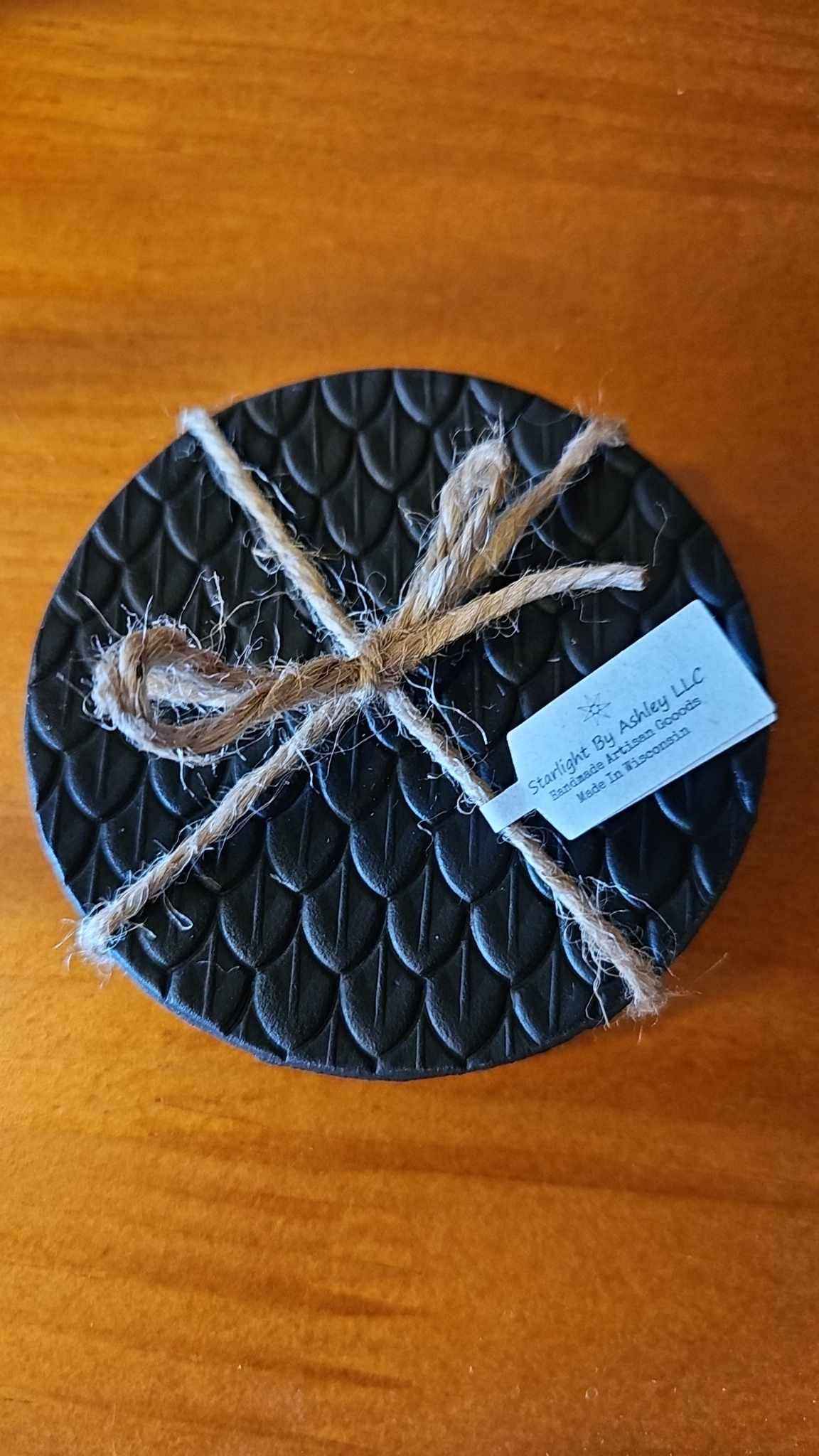 Dragon Scale Leather Coaster Set Handmade , 4-Piece Drink Mats