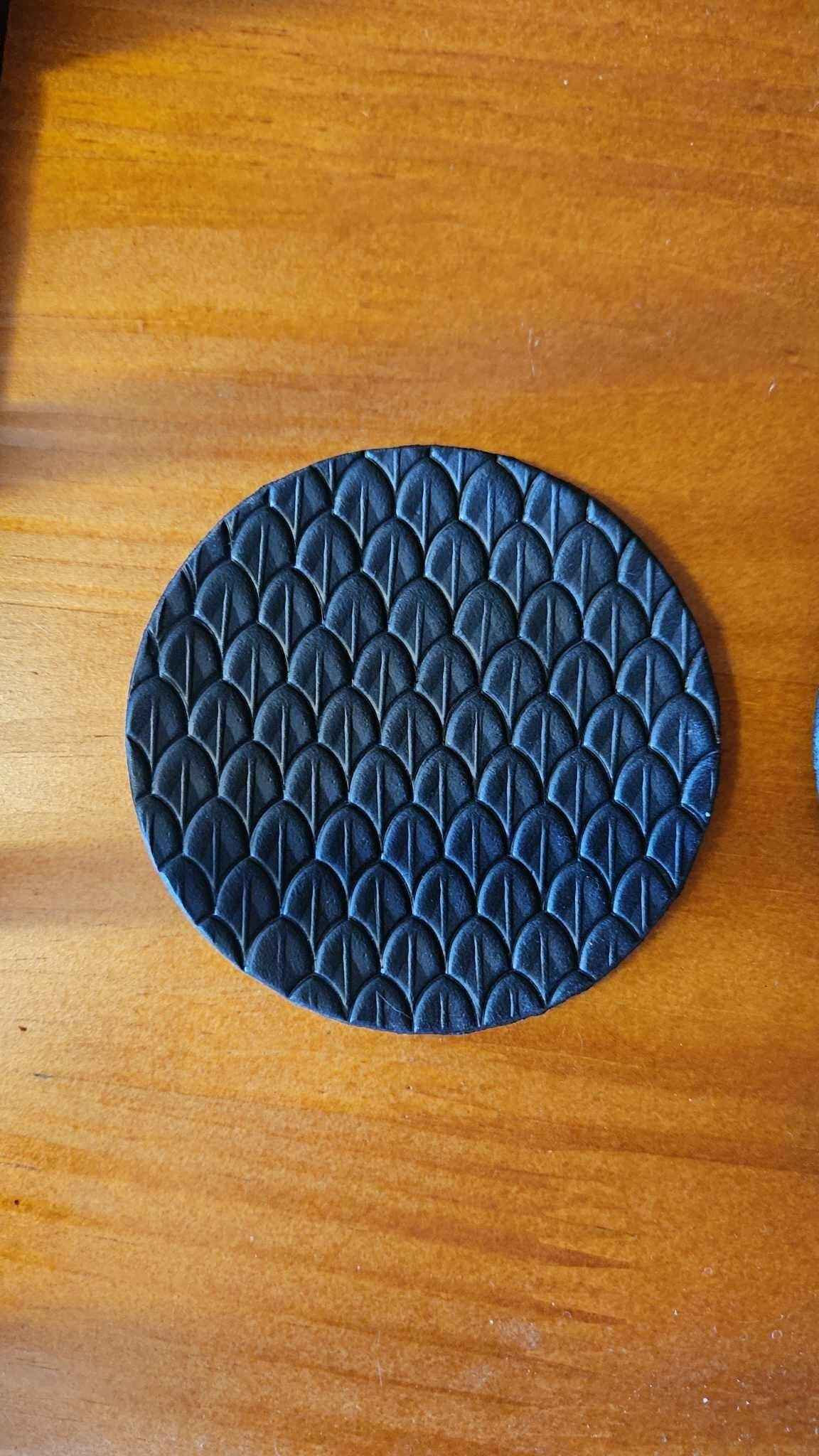 Dragon Scale Leather Coaster Set Handmade , 4-Piece Drink Mats