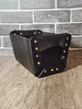 Handcrafted Black Leather Basket | Real Leather Storage Basket