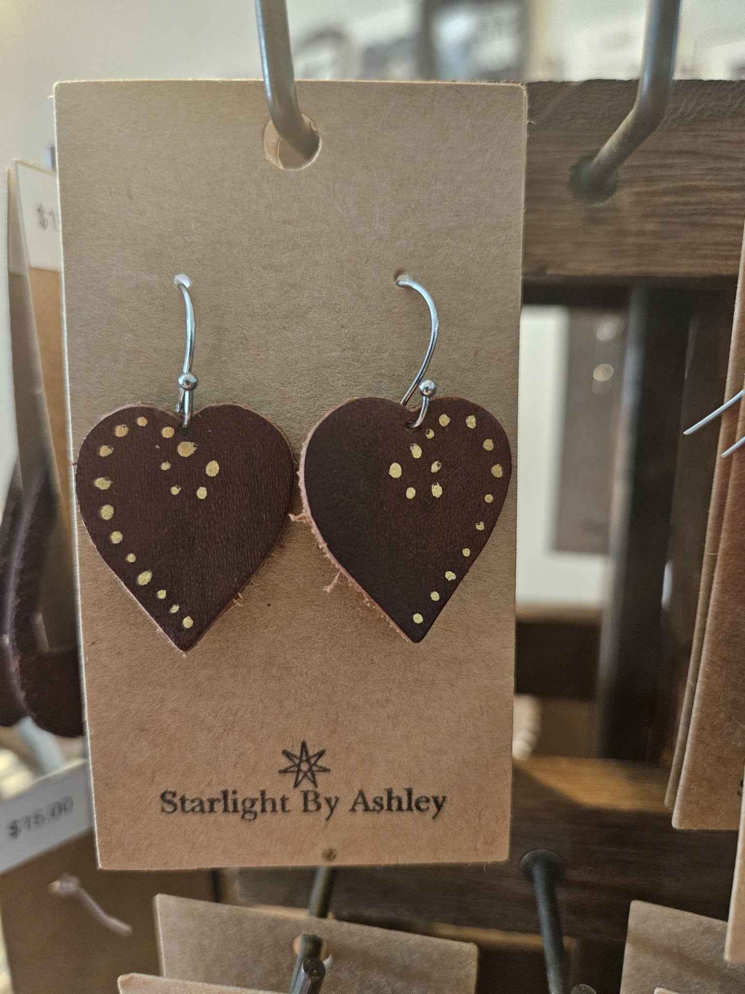 Brown Heart Leather Earrings - 3 Styles