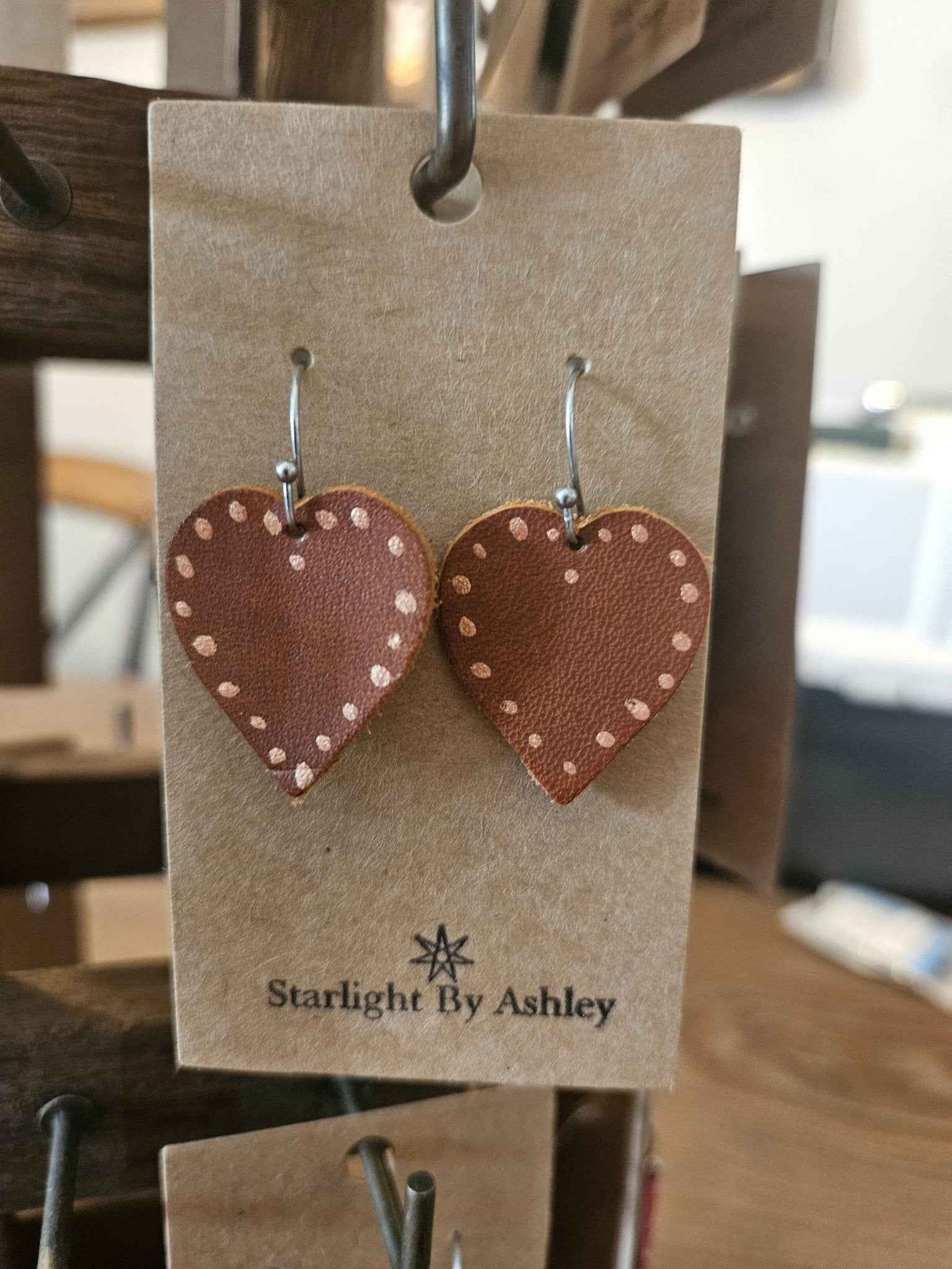Brown Heart Leather Earrings - 3 Styles