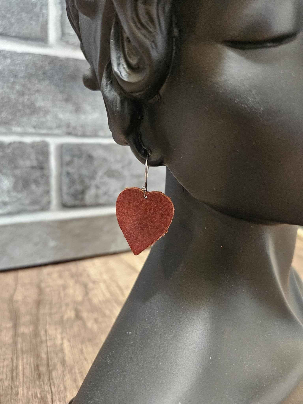 Brown Heart Leather Earrings - 3 Styles
