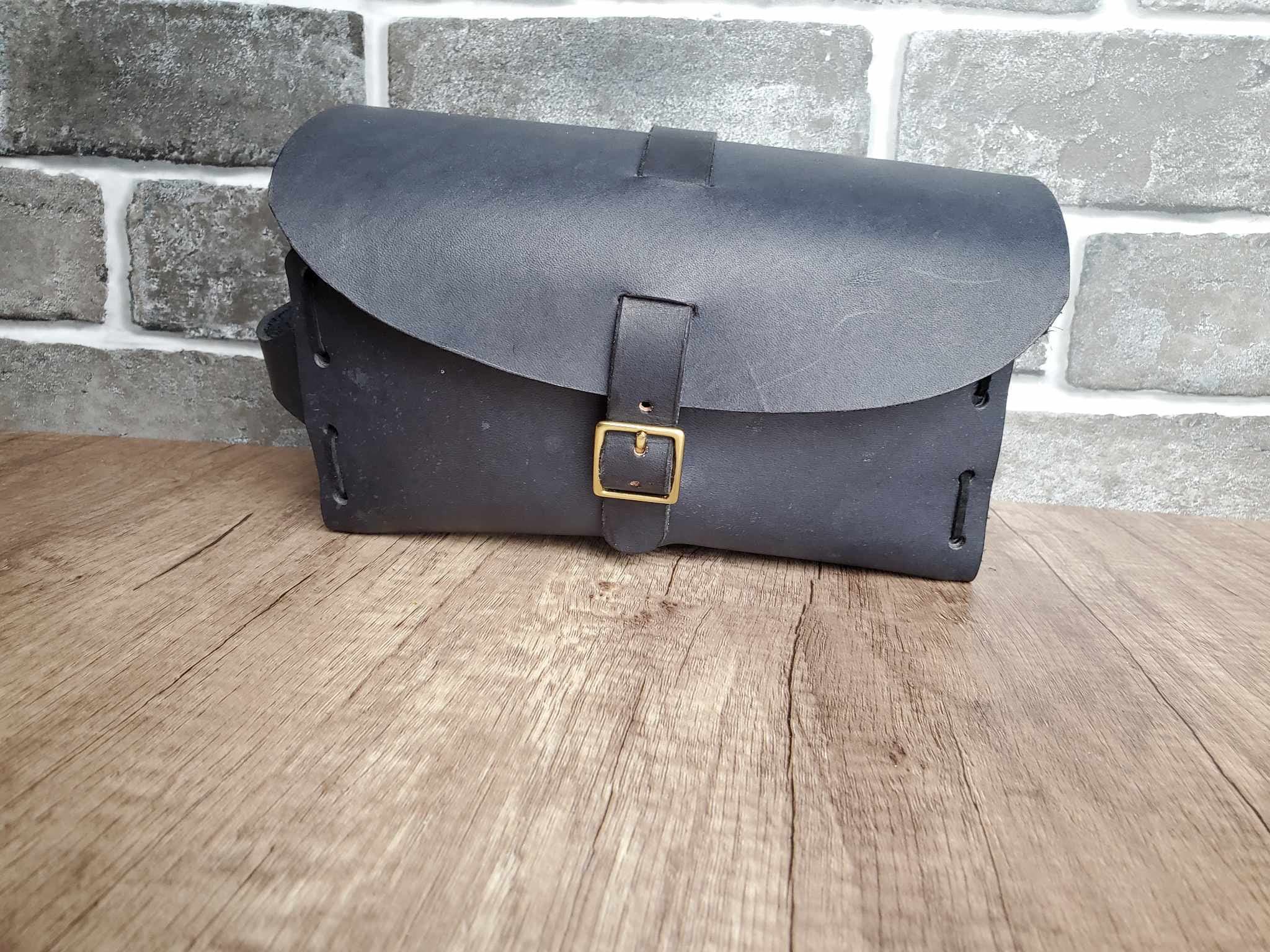 Leather Dopp Bag - Handmade Black Toiletry Travel Bag