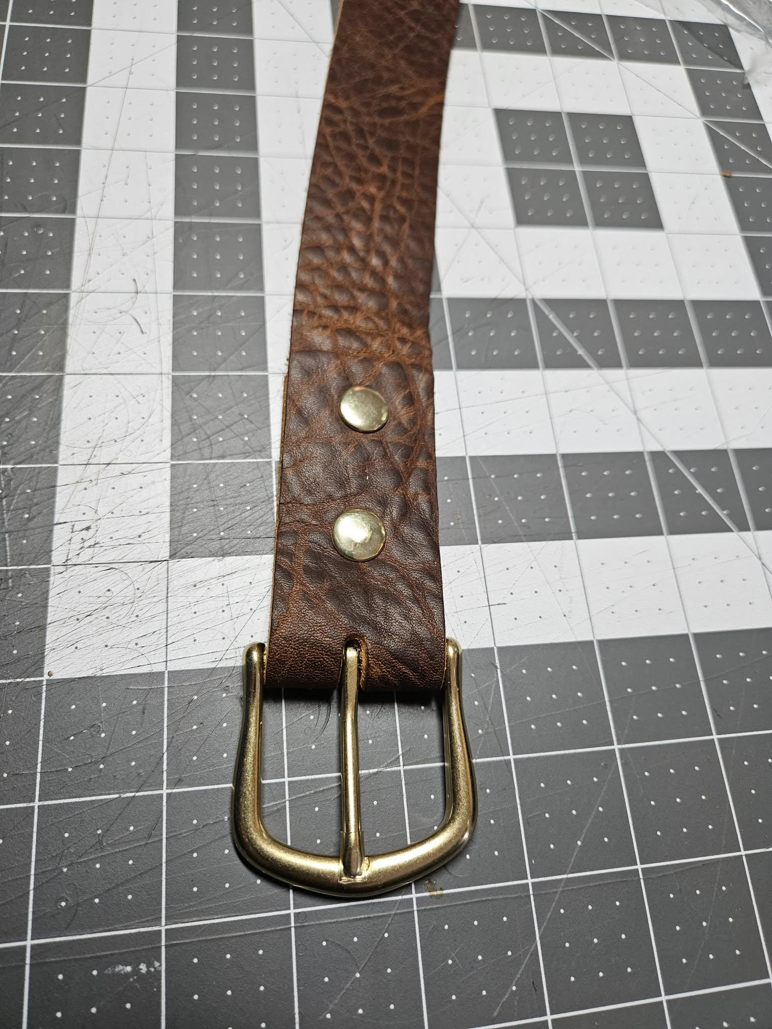 Brown Leather Belt 1.5 in - Brass Buckle