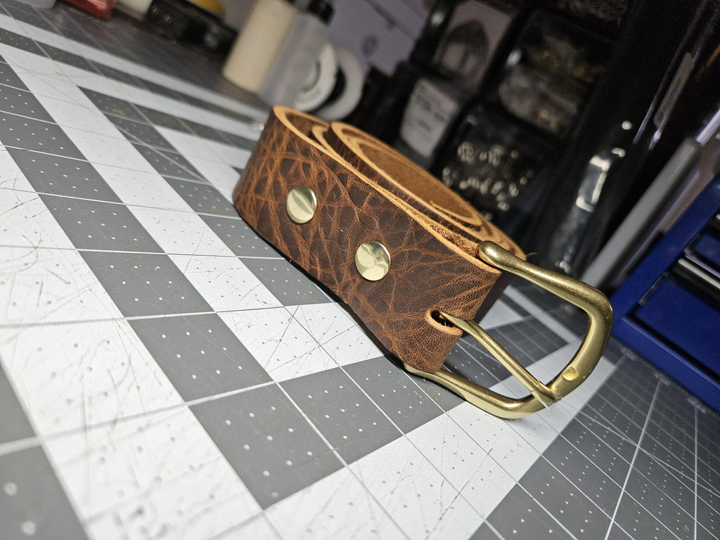 Brown Leather Belt 1.5 in - Brass Buckle