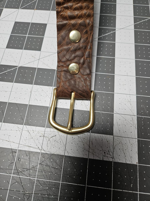 Brown Leather Belt 1.5 in - Brass Buckle