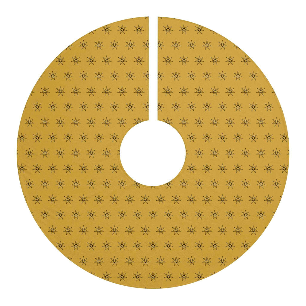 Gold Star Christmas Tree Skirt | Yellow Tree Skirt