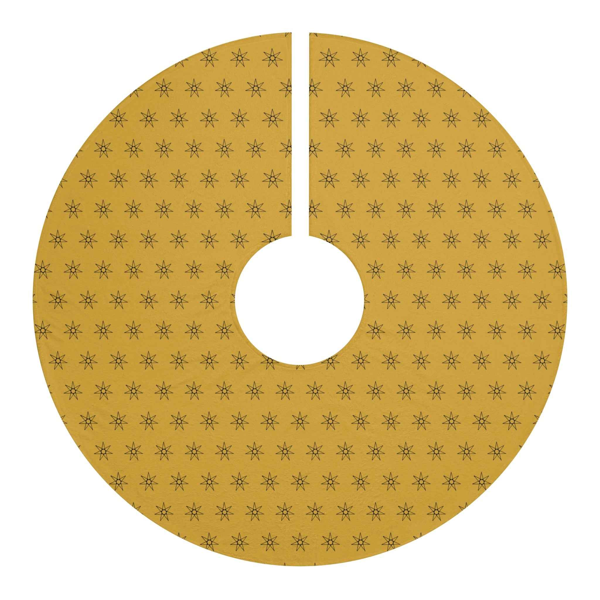 Gold Star Christmas Tree Skirt | Yellow Tree Skirt