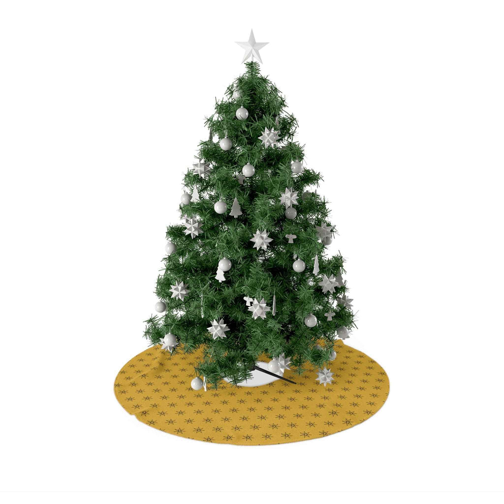 Gold Star Christmas Tree Skirt | Yellow Tree Skirt