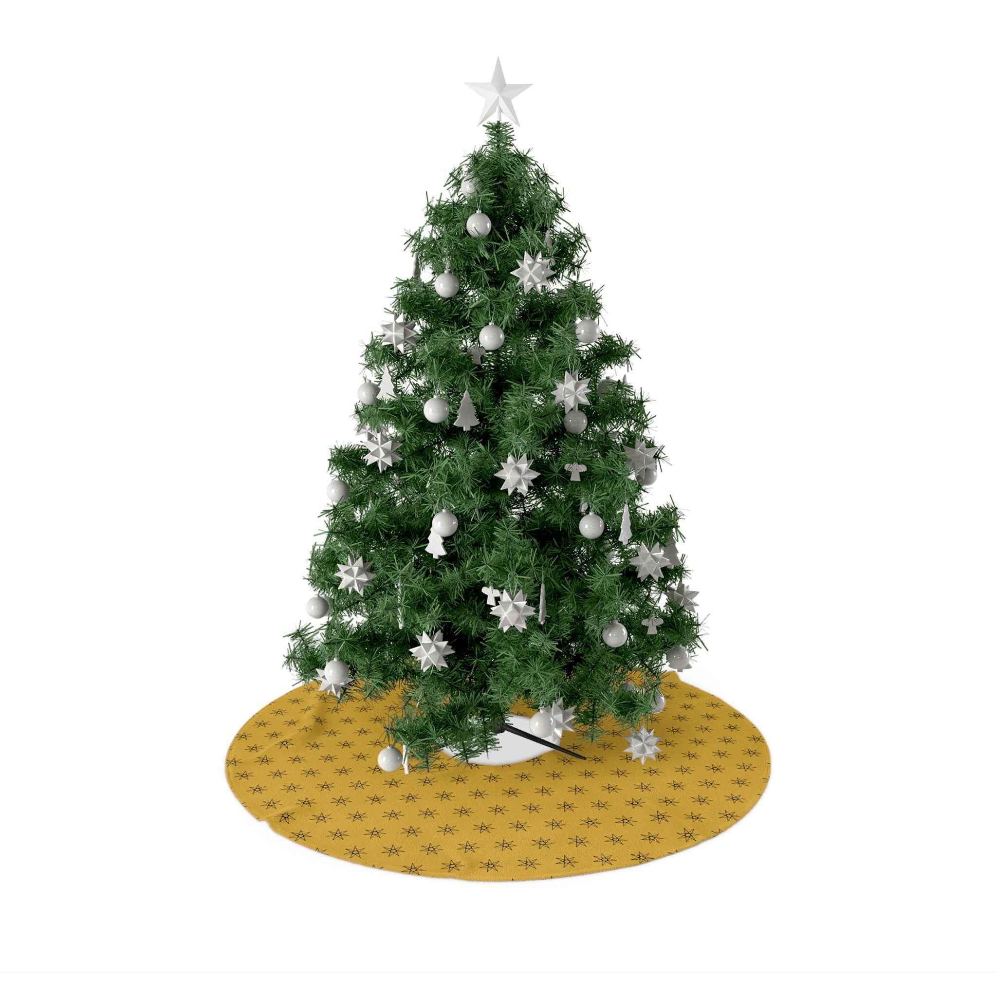 Gold Star Christmas Tree Skirt | Yellow Tree Skirt