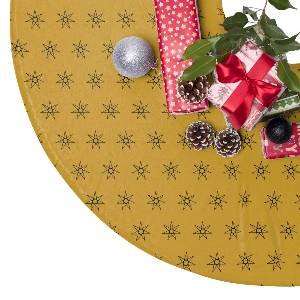 Gold Star Christmas Tree Skirt | Yellow Tree Skirt