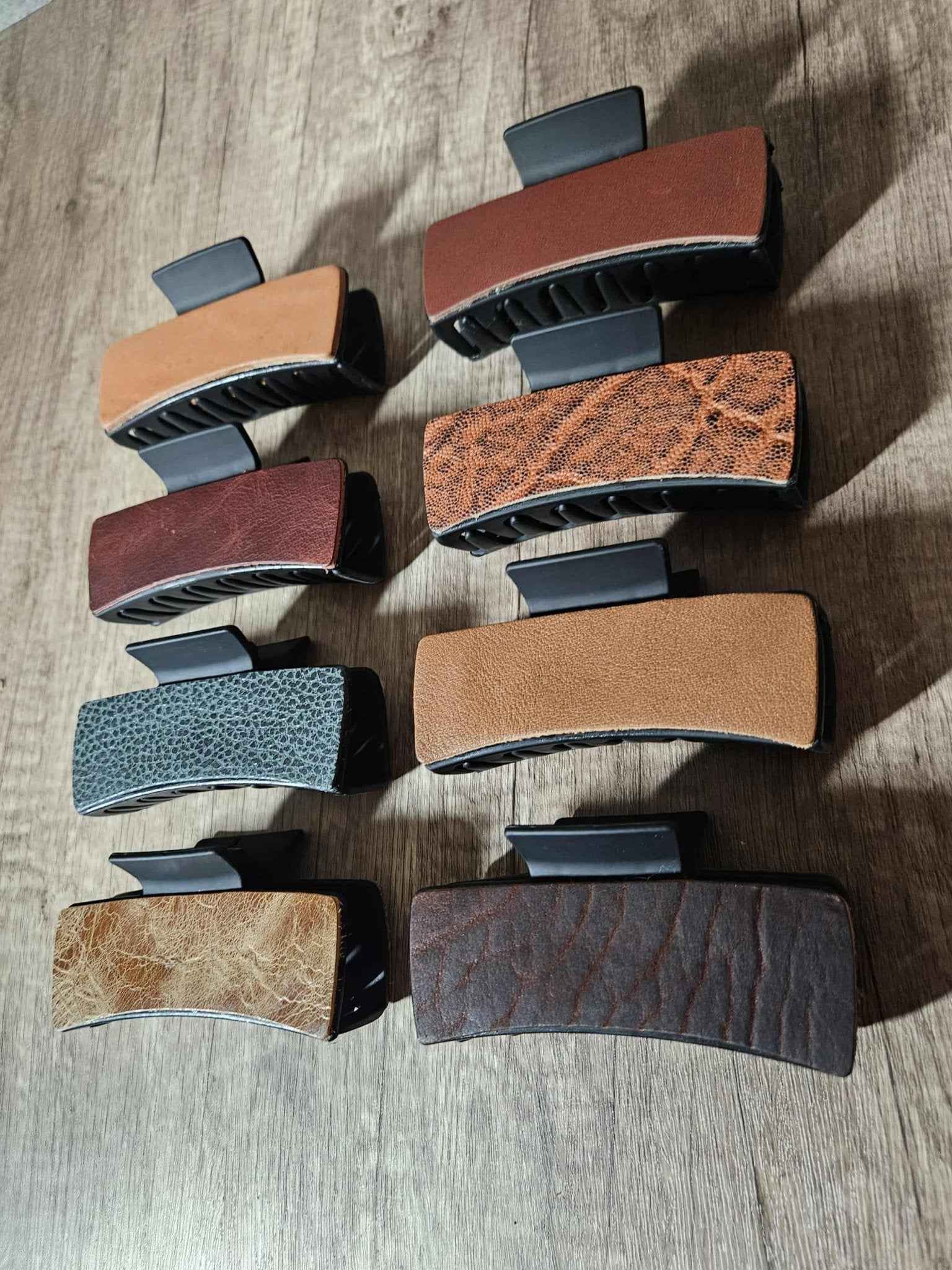 Leather Accented Hair Claw Clip - Large 4 in