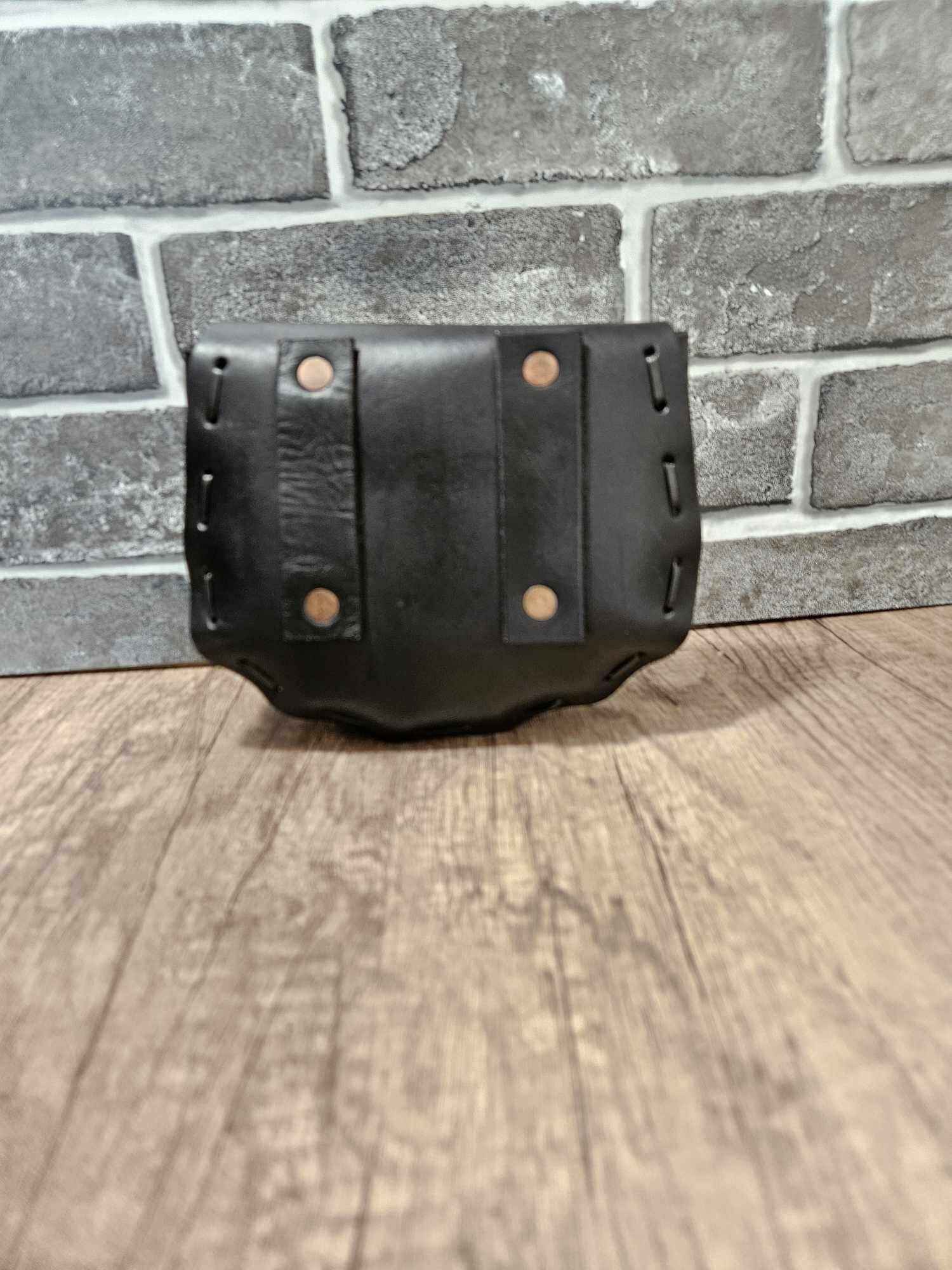 Leather Belt Hip Bag - Handmade Black Peasant Purse