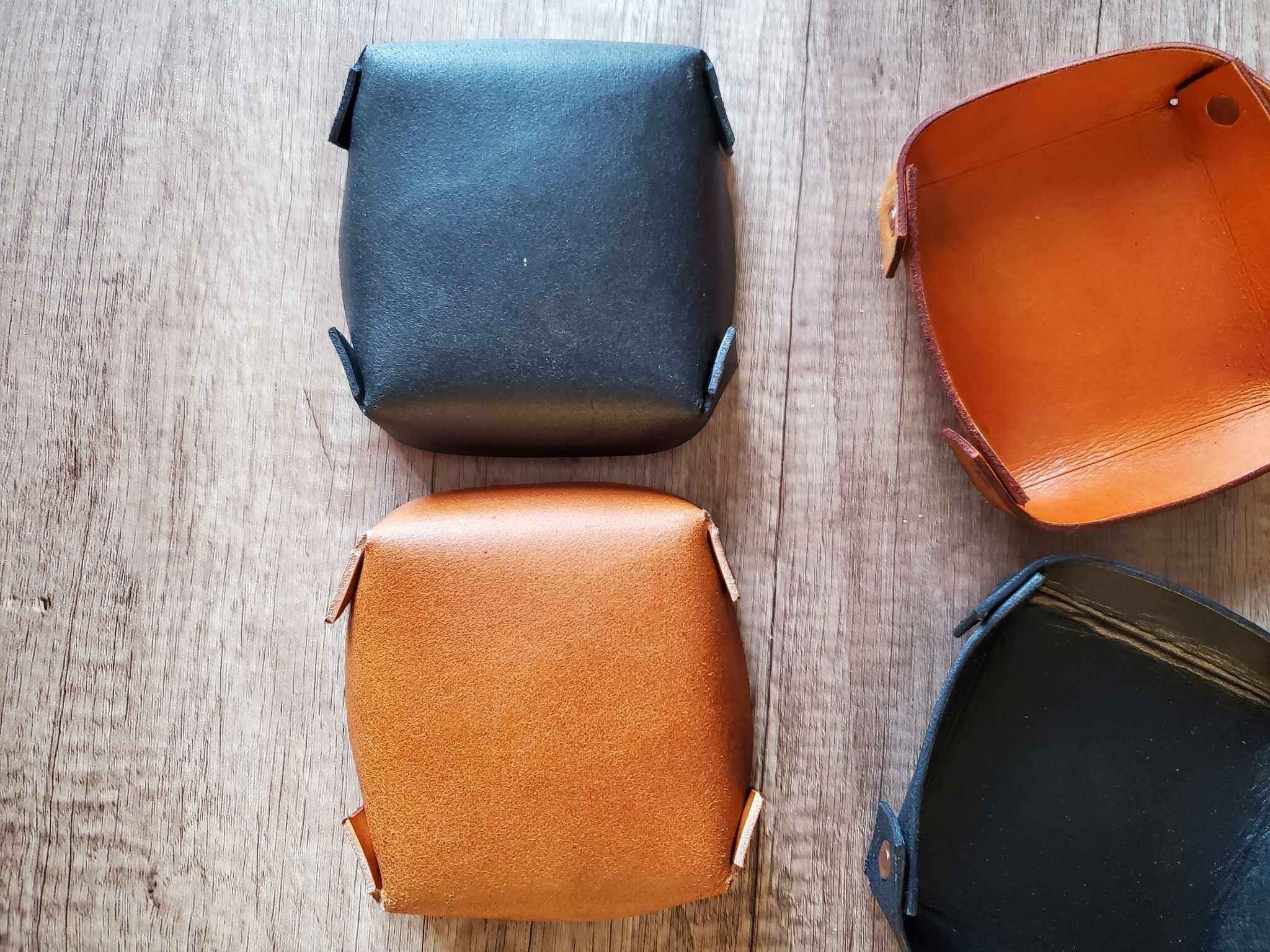 Leather Catch All Tray - Black or Tan & Plain or Celtic Trinity Knot
