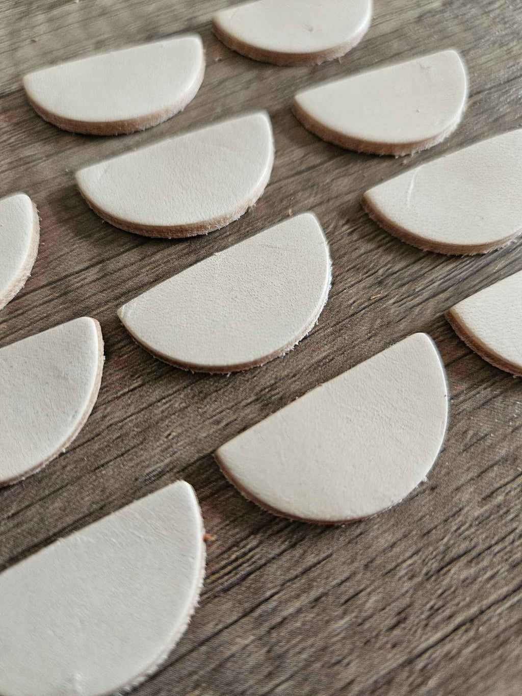 DIY Leather Half Circle Earring Blanks - 12pcs / 6 sets - Veg Tan Craft Supplies