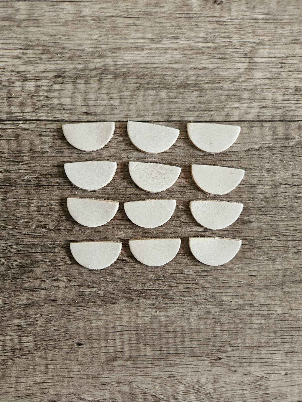 DIY Leather Half Circle Earring Blanks - 12pcs / 6 sets - Veg Tan Craft Supplies