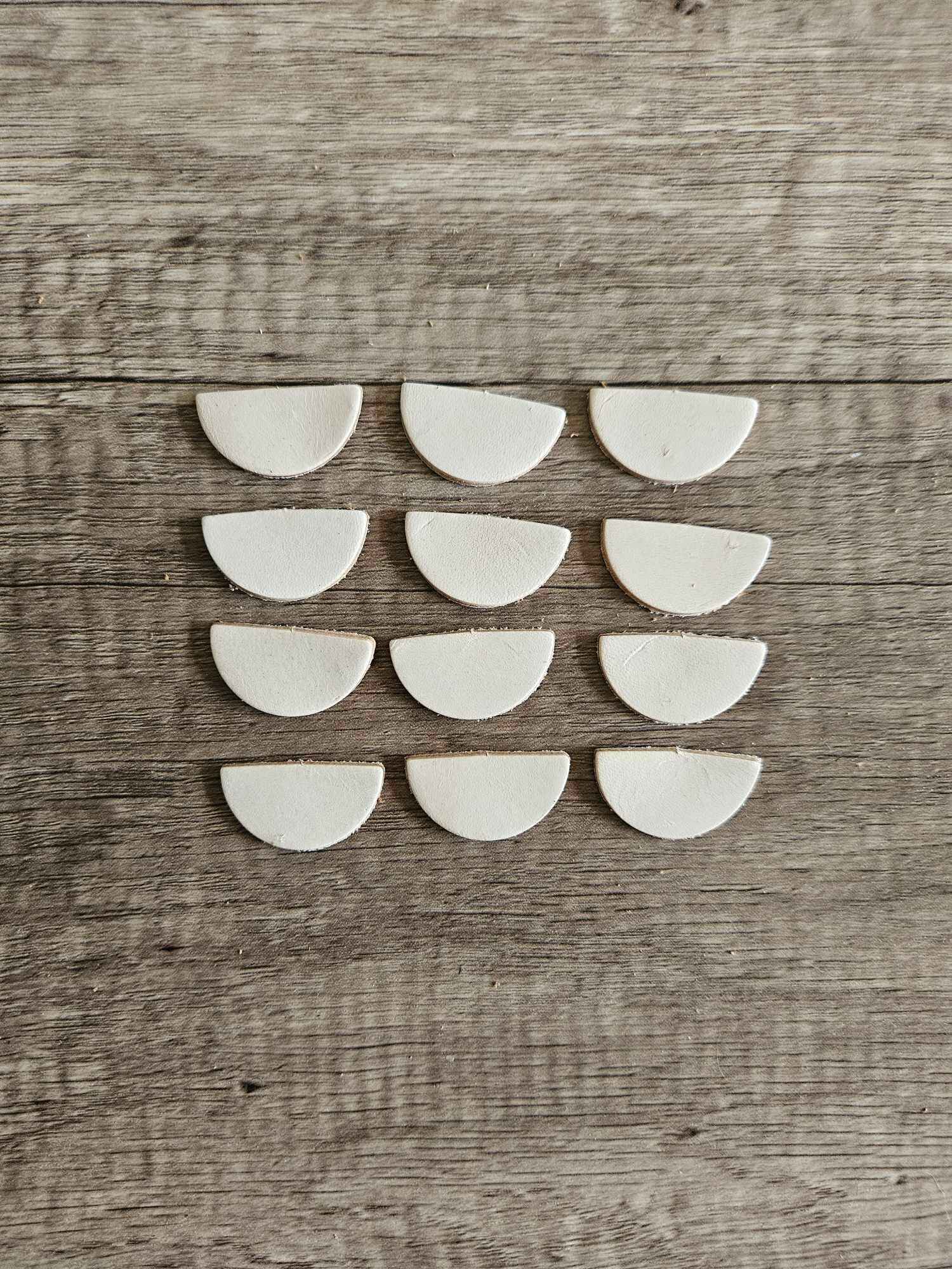 DIY Leather Half Circle Earring Blanks - 12pcs / 6 sets - Veg Tan Craft Supplies