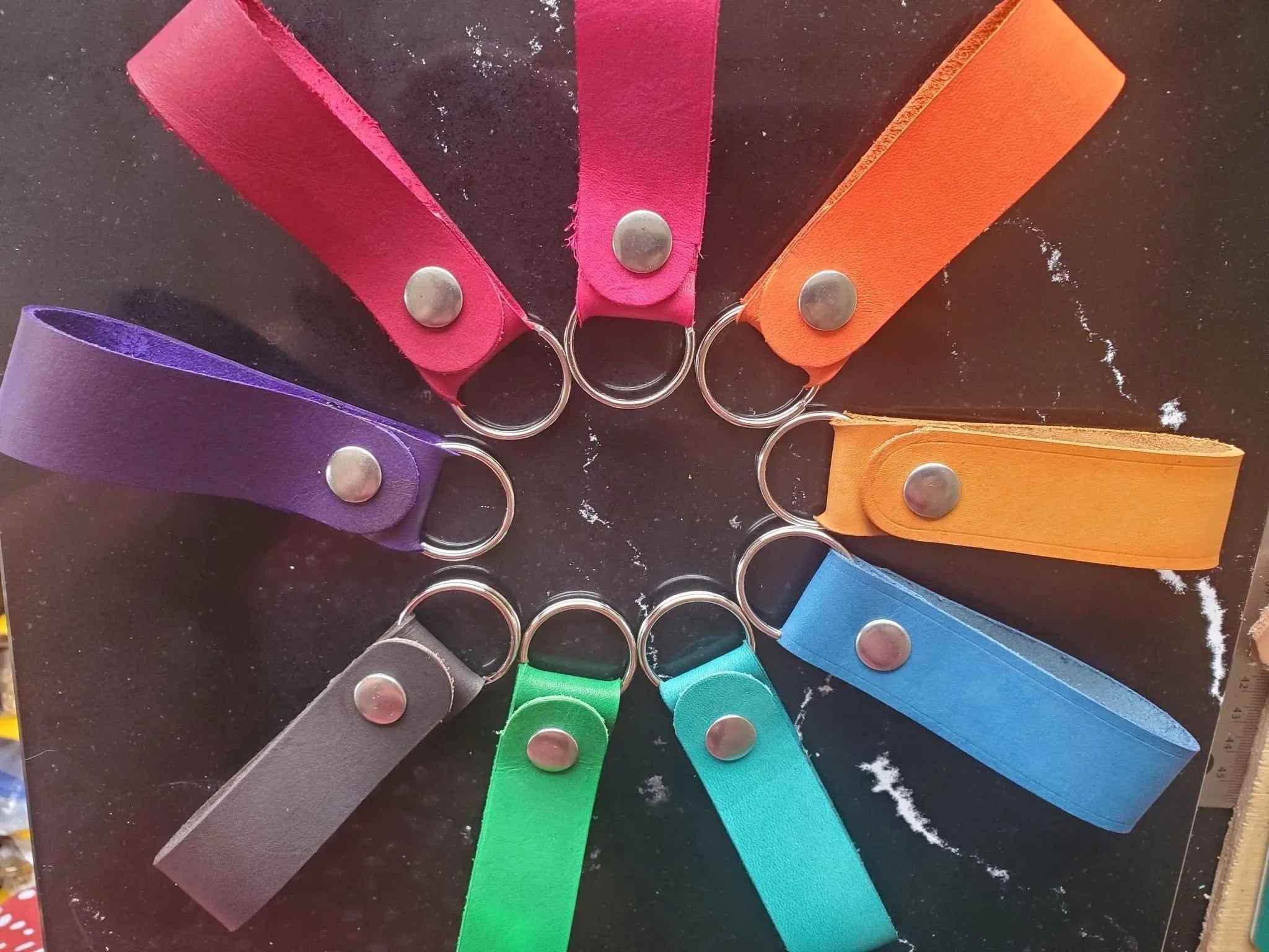 Leather Snap Keychain - Multiple Color Choices