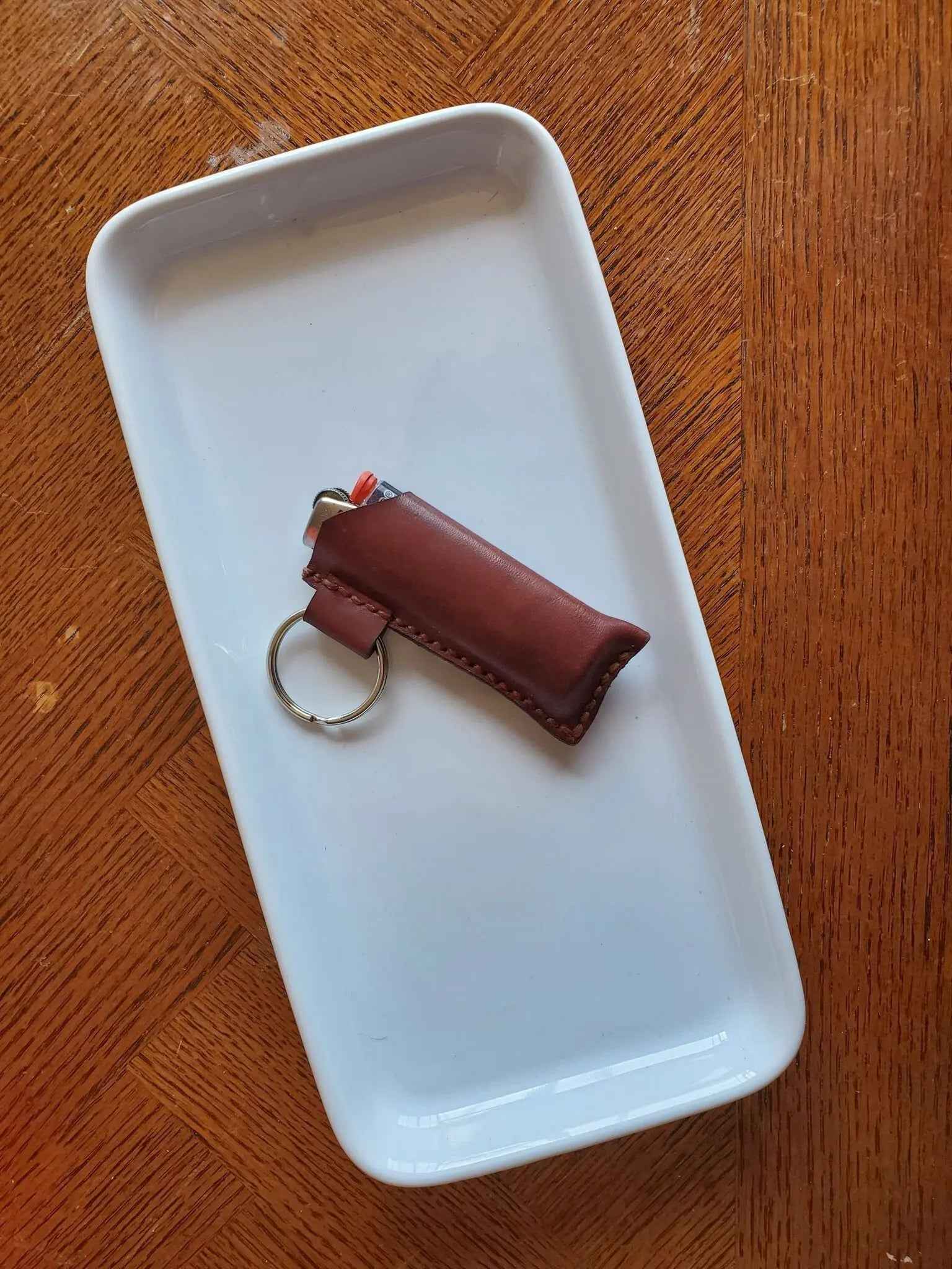 Lighter Sleeve Leather Keychain