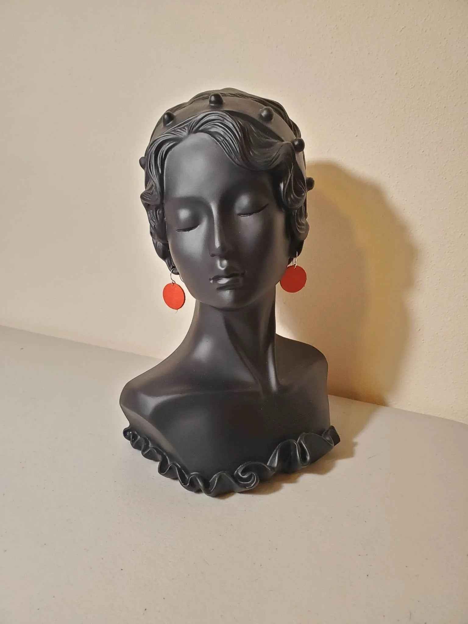 Orange Circle Leather Earrings