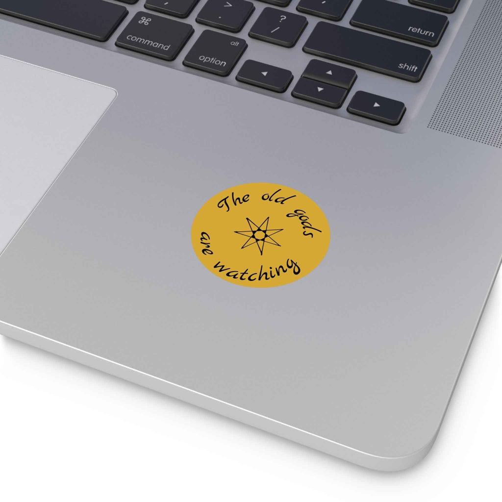 Pagan Old Gods Are Watching Round Vinyl Sticker | Heathen Occult Decal