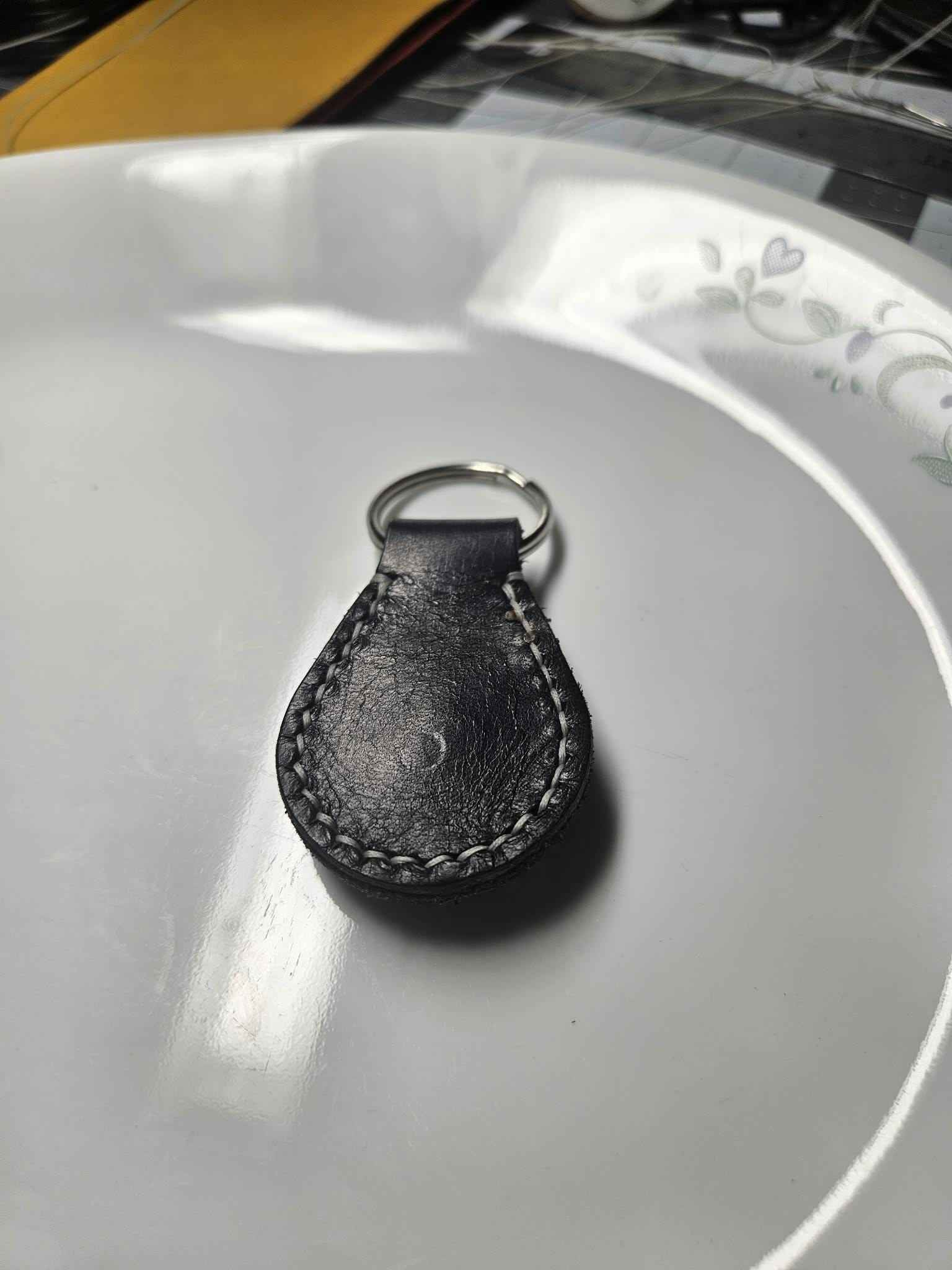 Round Leather Keychain With Wood Saying - Multiple Options