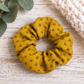 Yellow Star Scrunchie | Boho Hair Accessory for Effortless Style