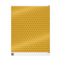 Yellow wrapping paper sheet with seven-point star pattern, front view on white background