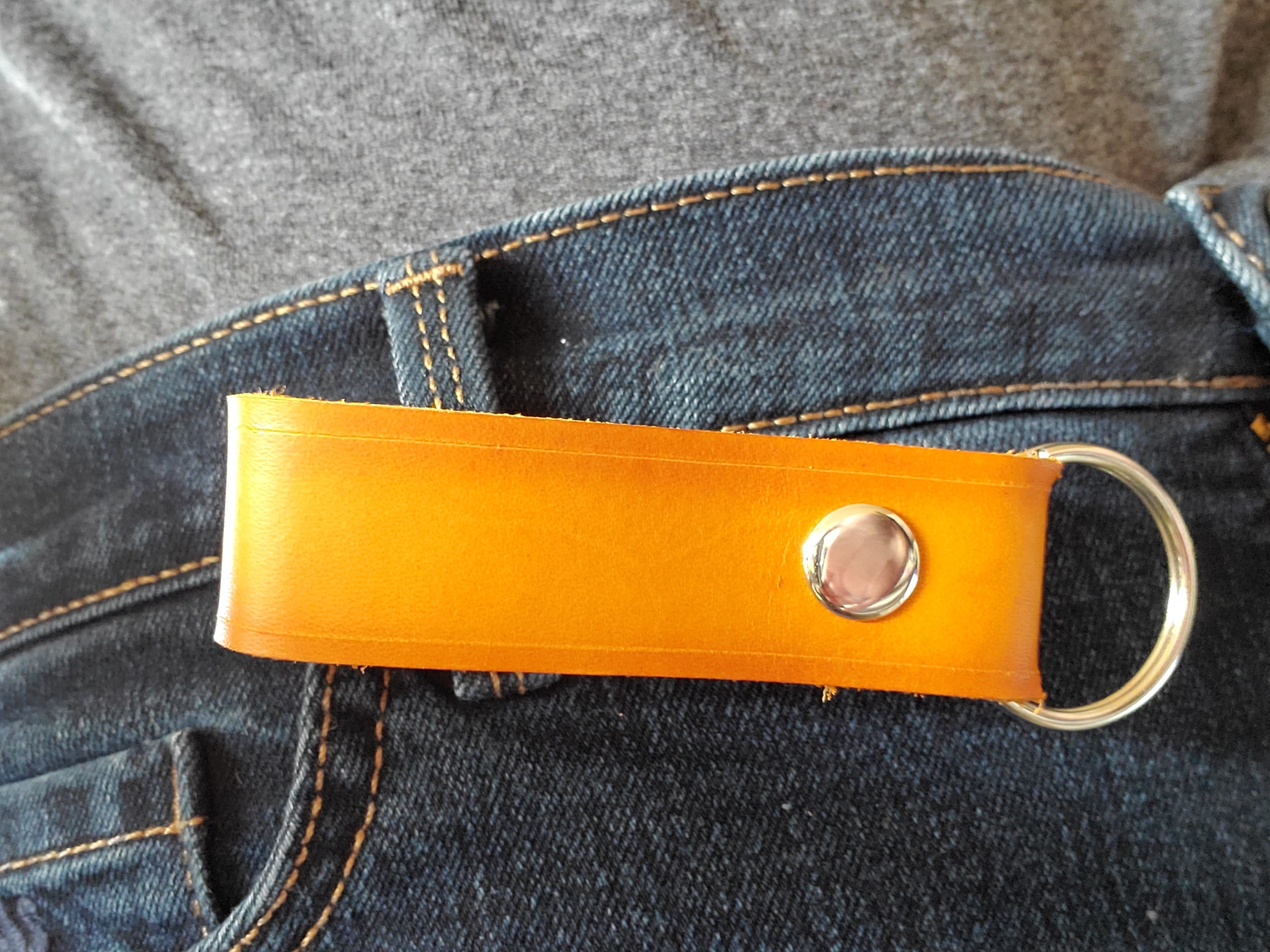 Handmade Leather Snap Keychain - Multiple Color Choices