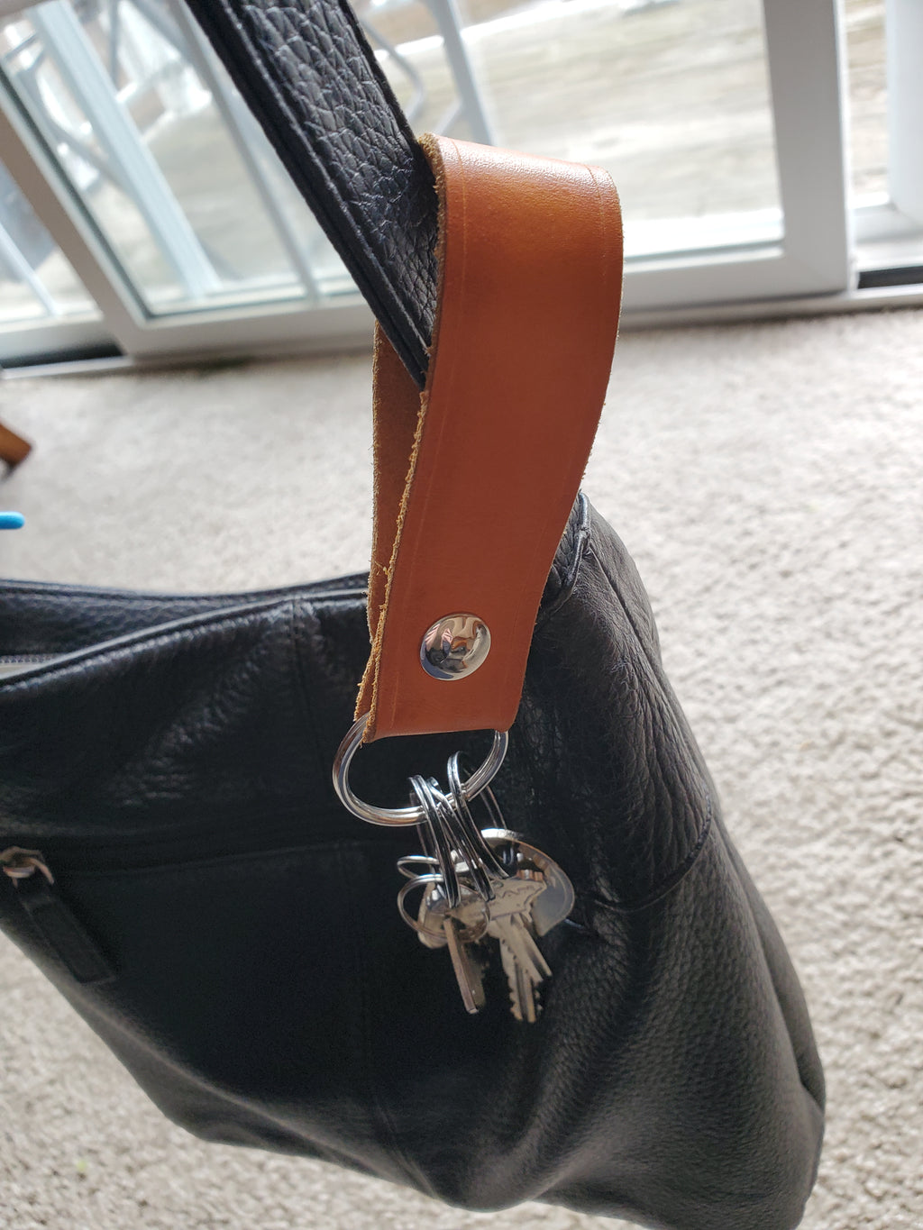 Handmade Leather Snap Keychain - Multiple Color Choices