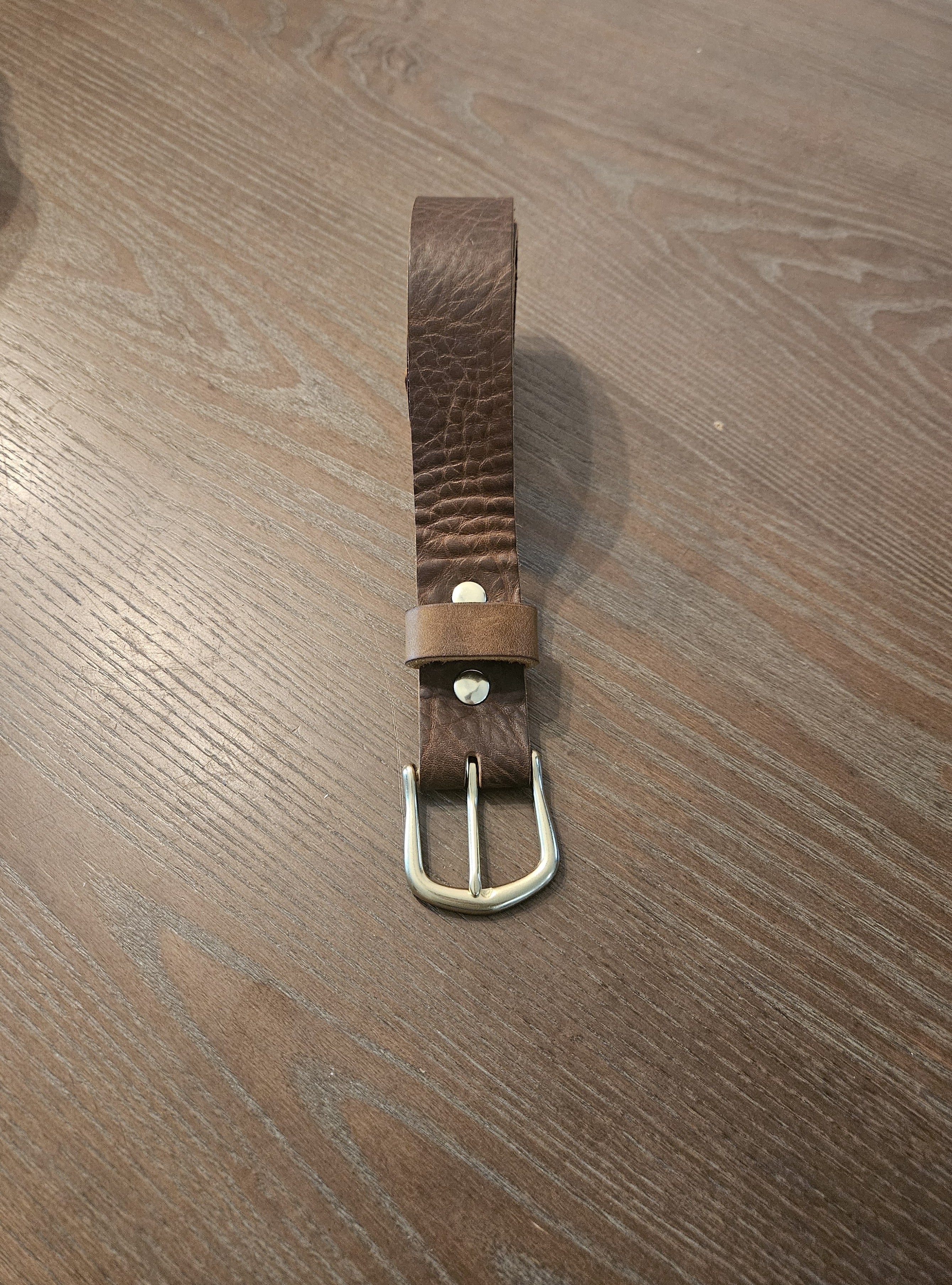Handcrafted Brown Leather Belt 1.5" with Solid Brass Buckle