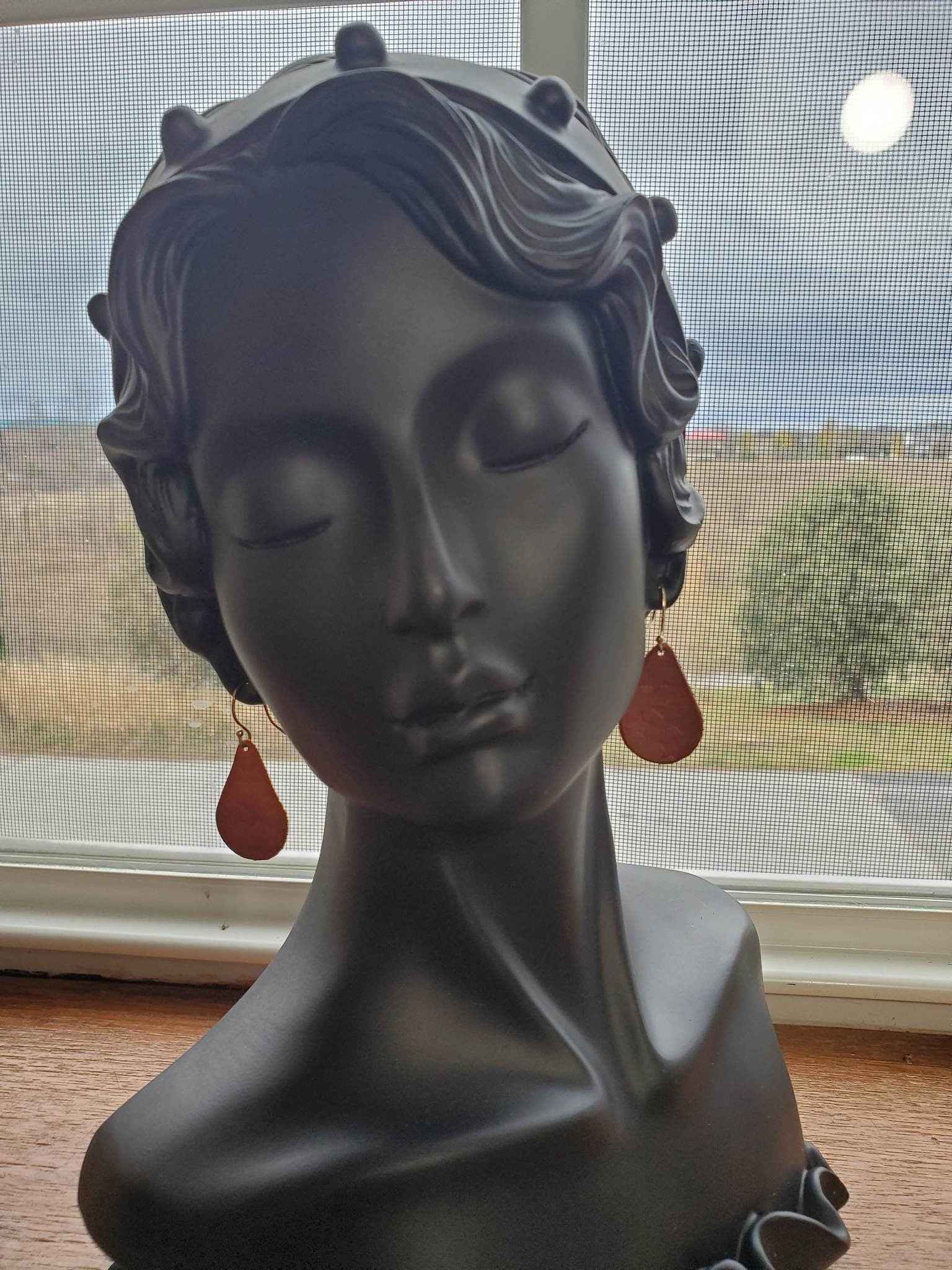 Star Leather Teardrop Earrings