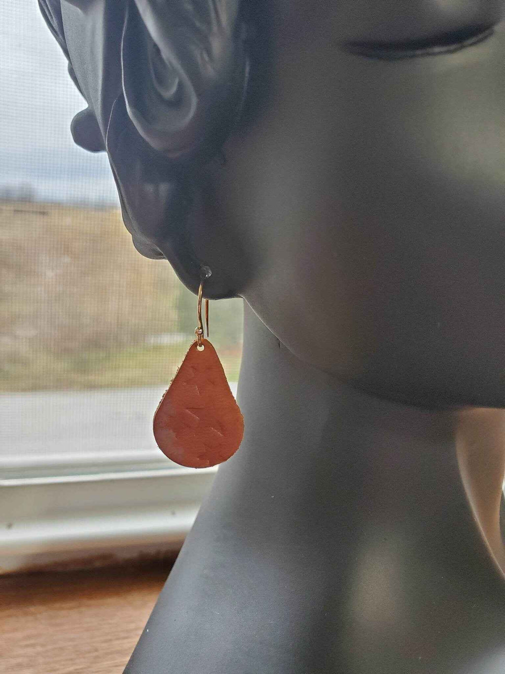 Star Leather Teardrop Earrings